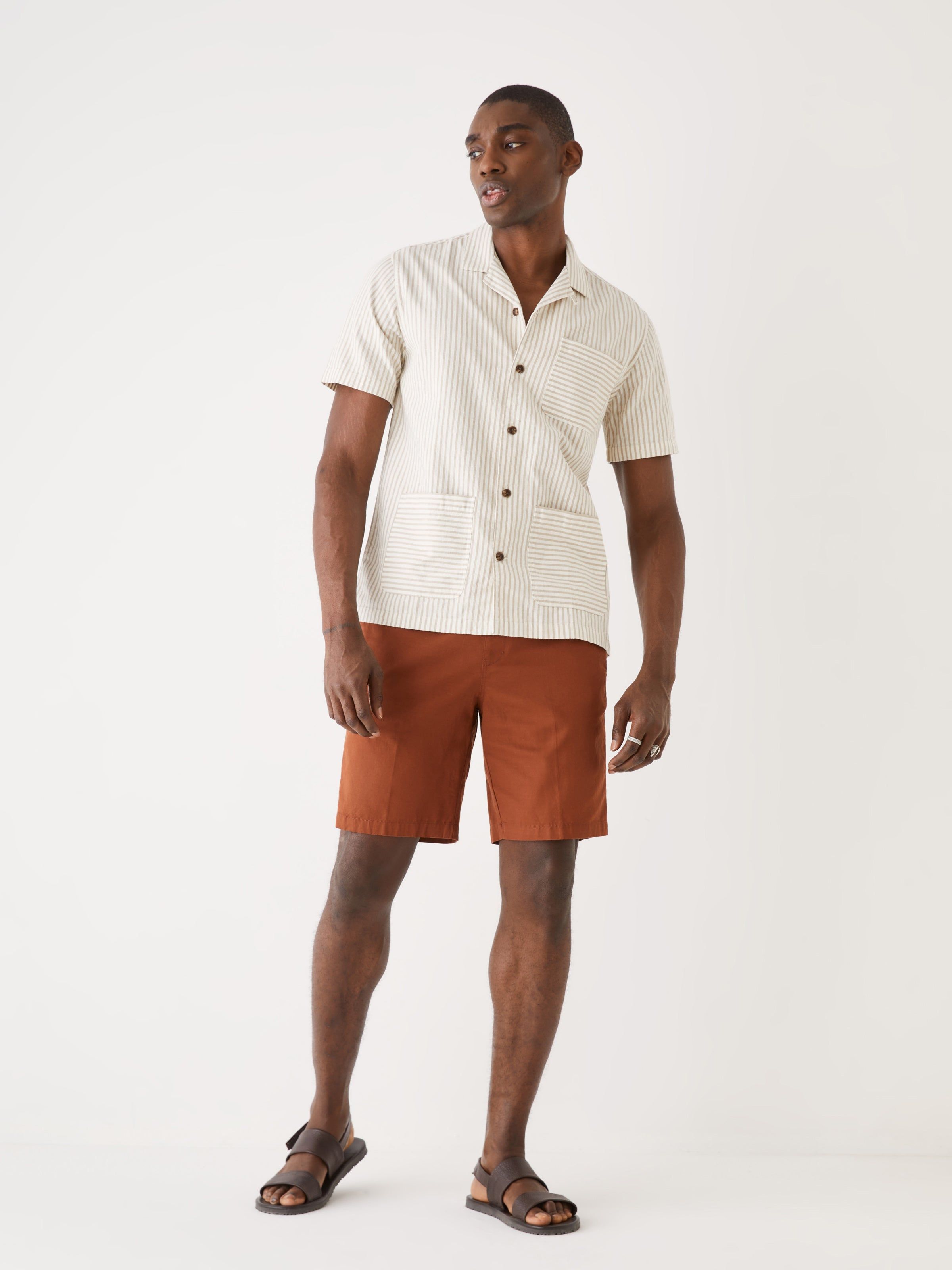 The Short Sleeve Linen Overshirt in Beige sold by Frank & Oak product image thumbnail 5