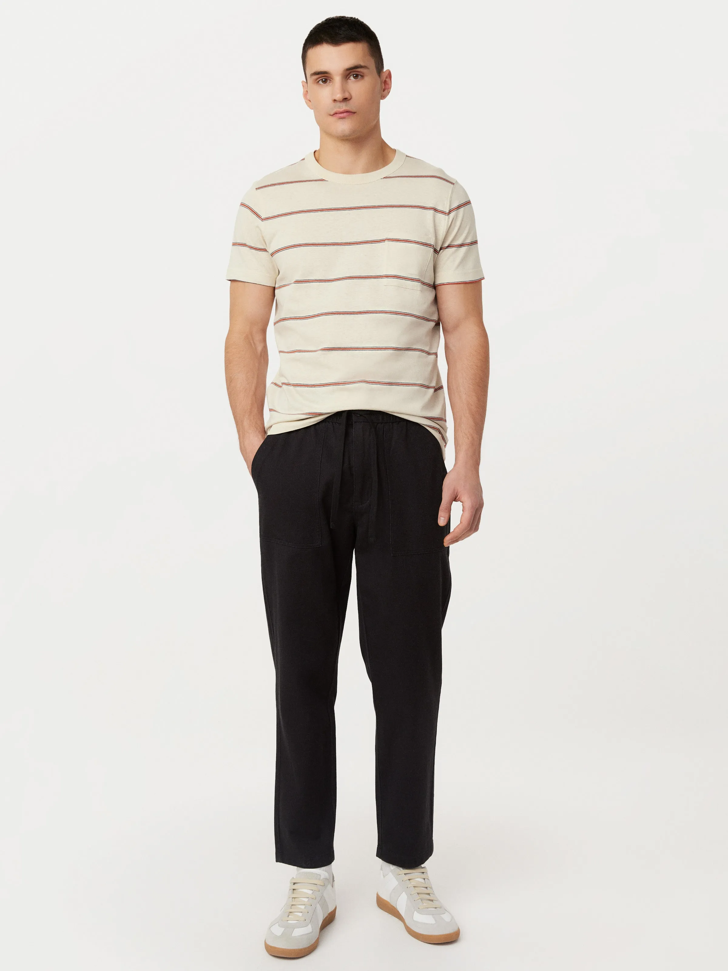 The Striped Slim Hemp T-Shirt in Oatmeal sold by Frank & Oak product image thumbnail 2