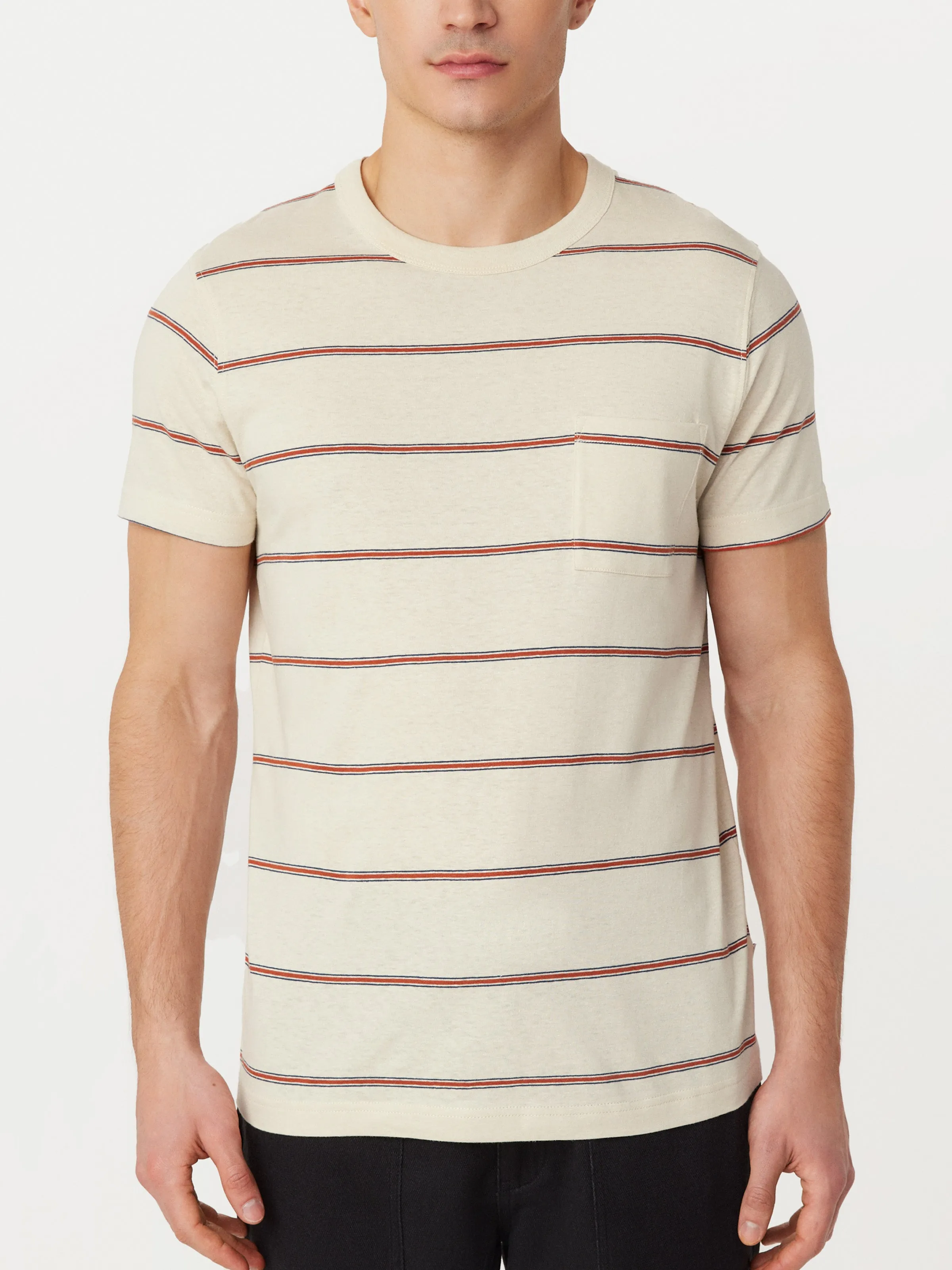 The Striped Slim Hemp T-Shirt in Oatmeal sold by Frank & Oak product image thumbnail 3