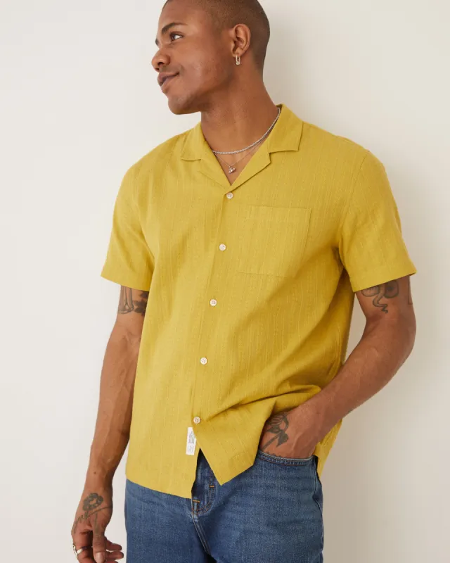 The Textured Resort Shirt in Gold Yellow sold by Frank & Oak