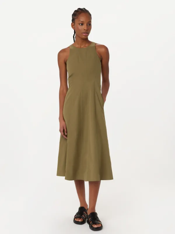 The Bustier Poplin Long Dress in Brown Green sold by Frank & Oak