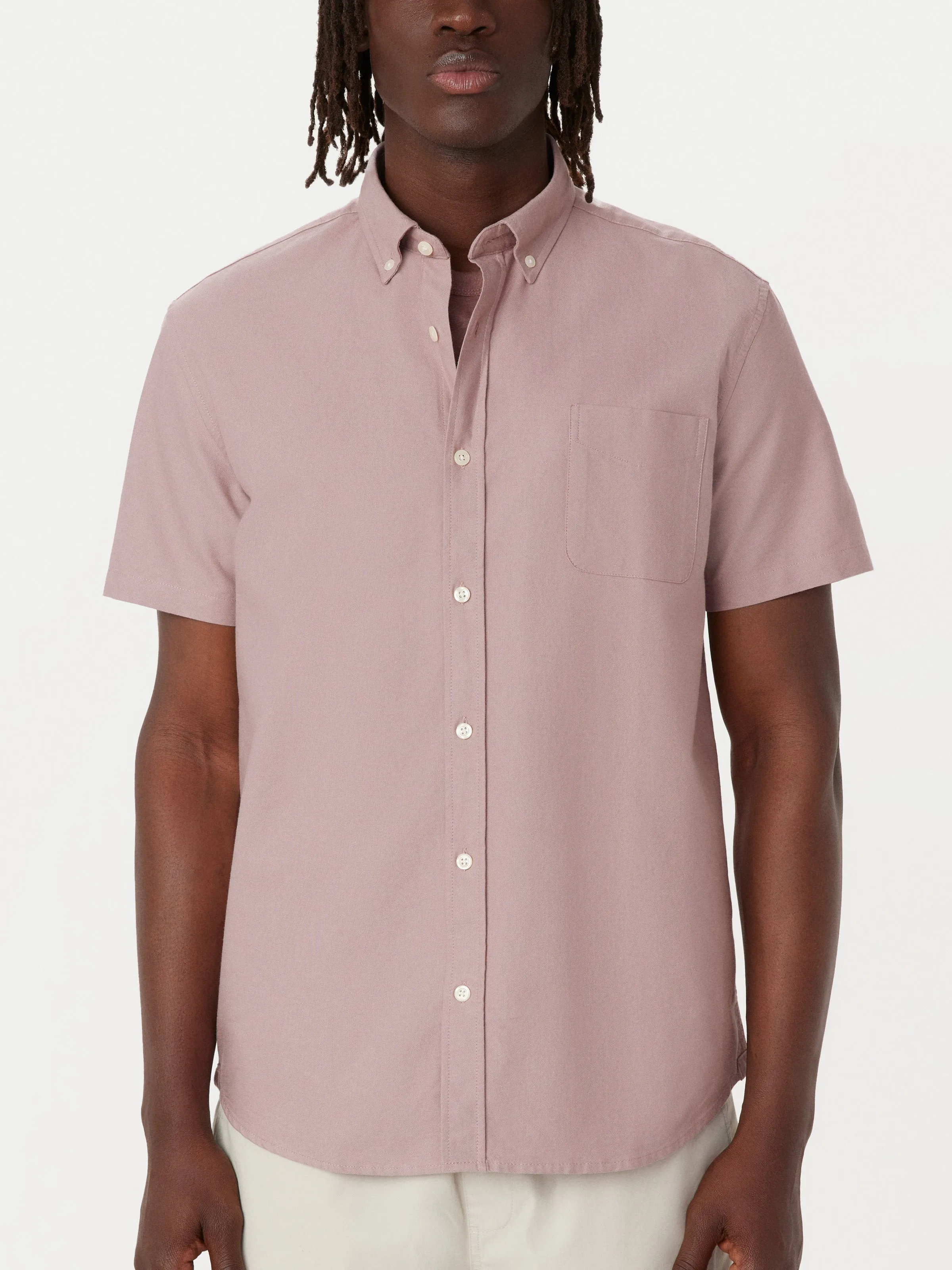 The Jasper Short Sleeve Oxford Shirt in Mauve Mist sold by Frank & Oak product image thumbnail 3