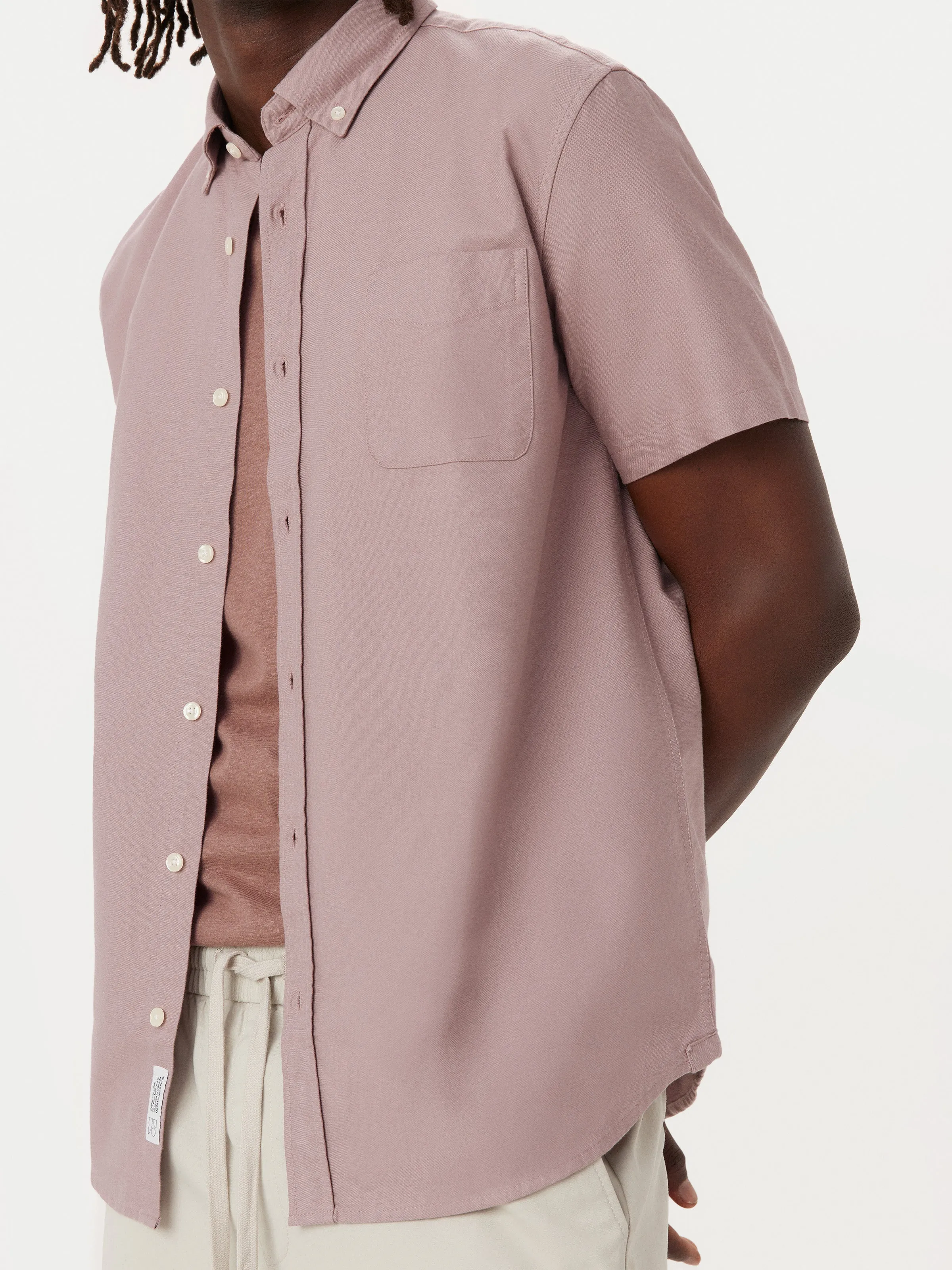The Jasper Short Sleeve Oxford Shirt in Mauve Mist sold by Frank & Oak