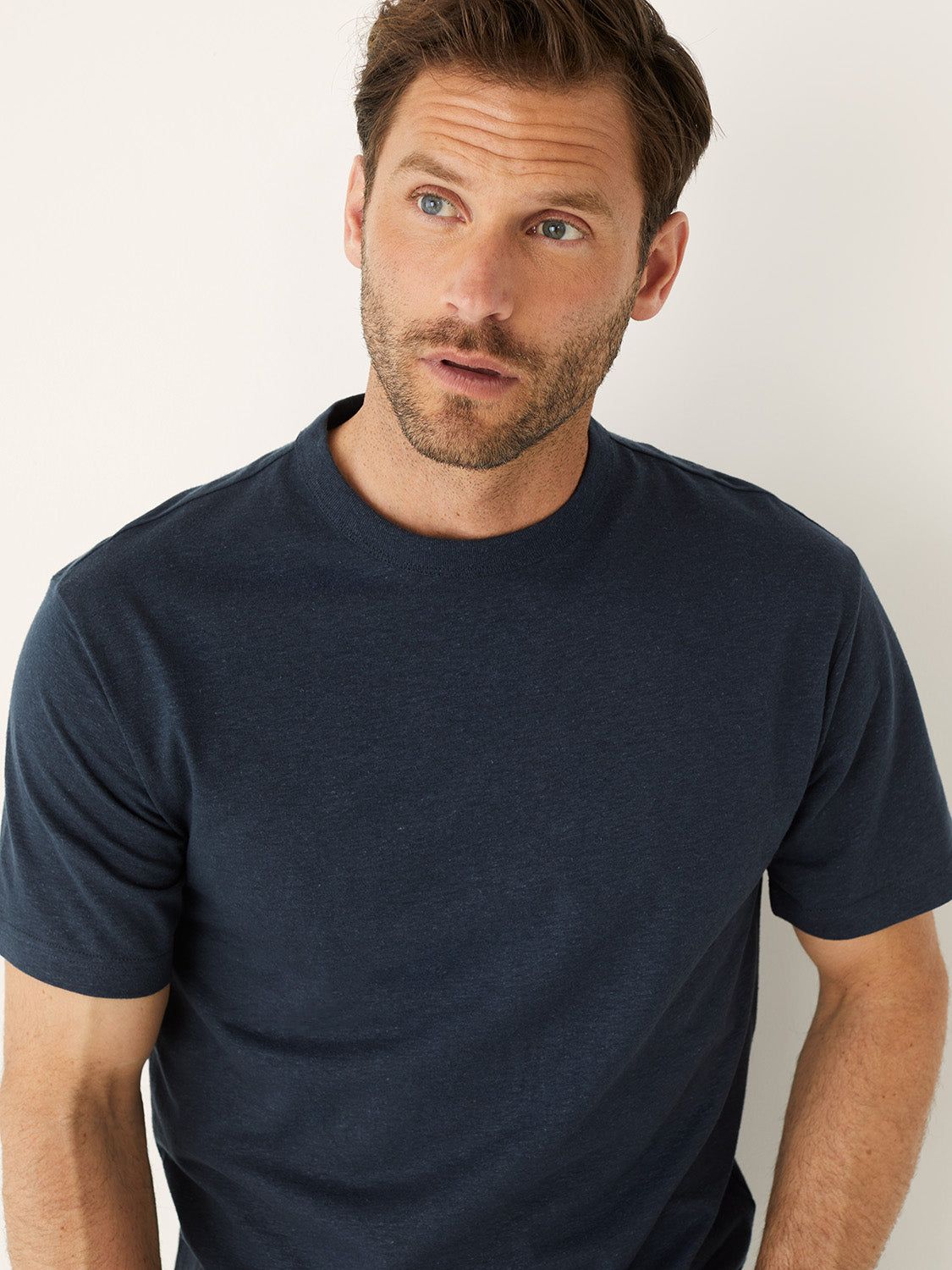 The Arc Hemp T-Shirt in Blueberry sold by Frank & Oak