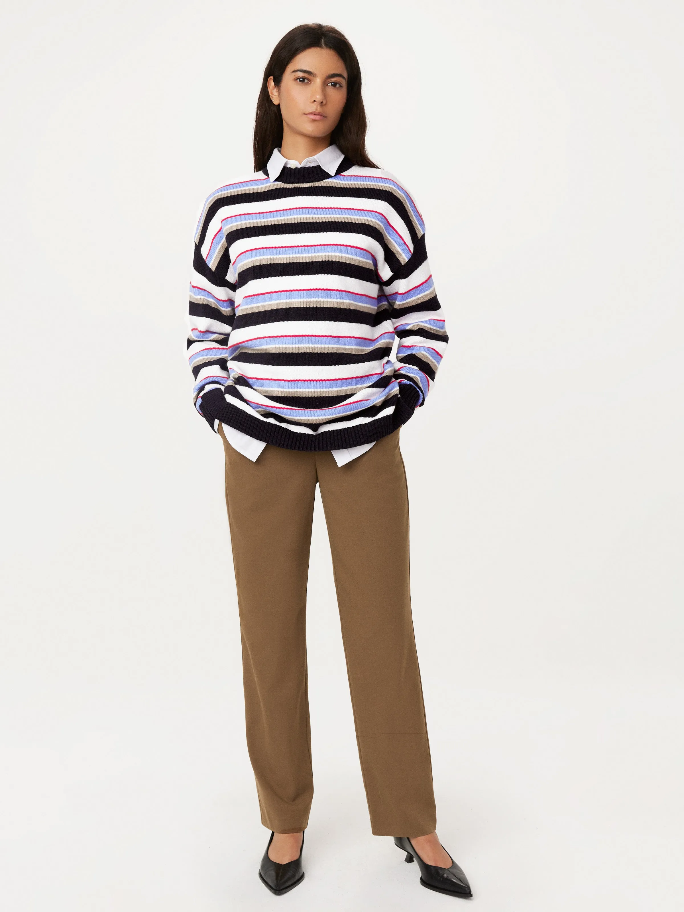 The Striped Crewneck Sweater in Peony Blue sold by Frank & Oak product image thumbnail 2