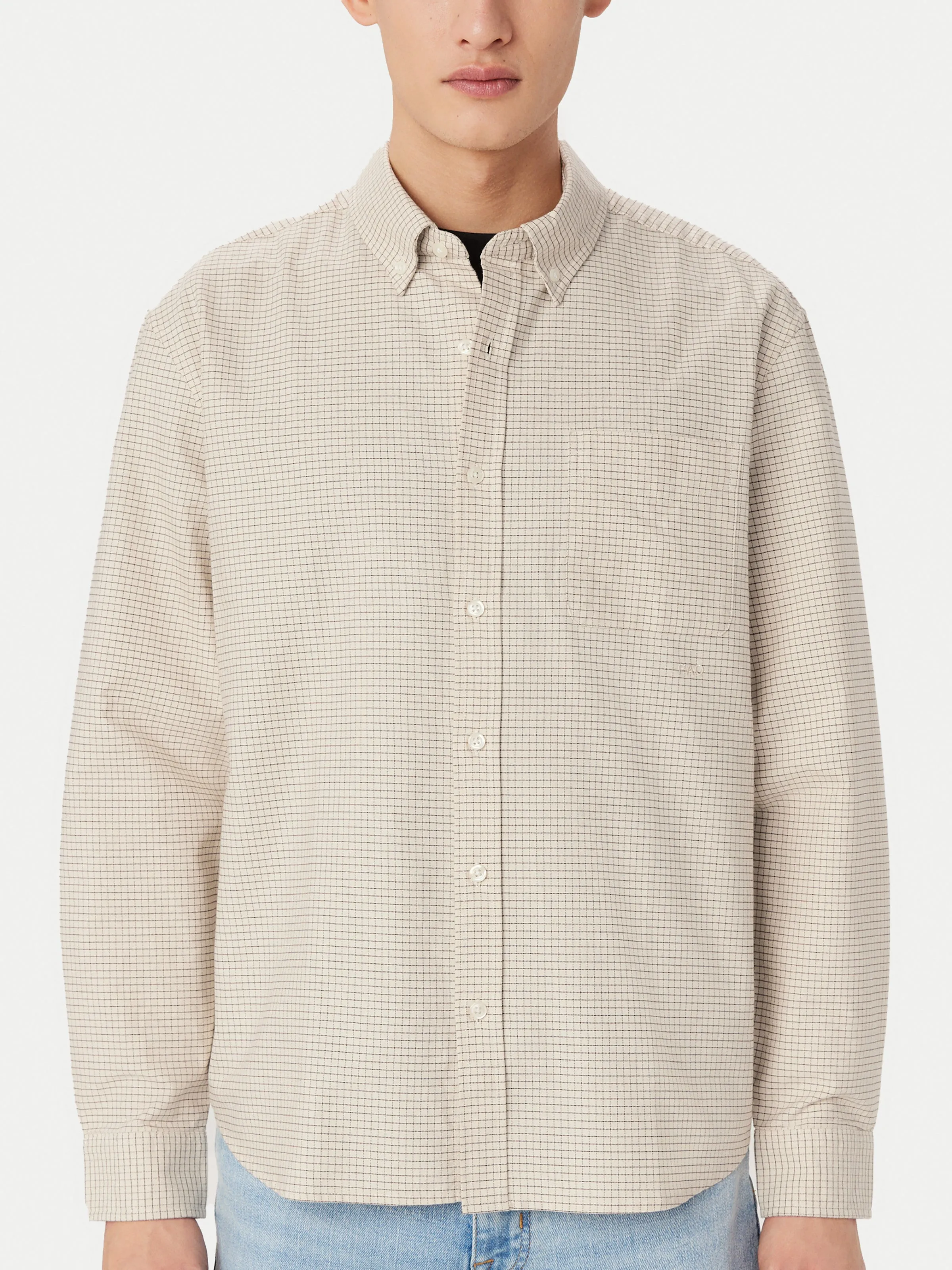 The Jasper Boxy Oxford Shirt in Oatmeal sold by Frank & Oak product image thumbnail 3