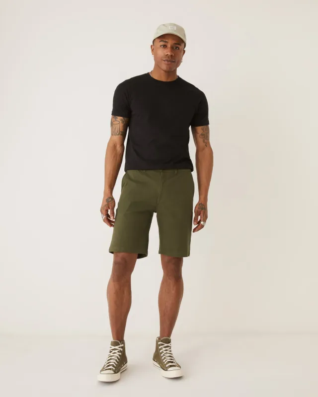 The Flex 9in Short in Khaki sold by Frank & Oak