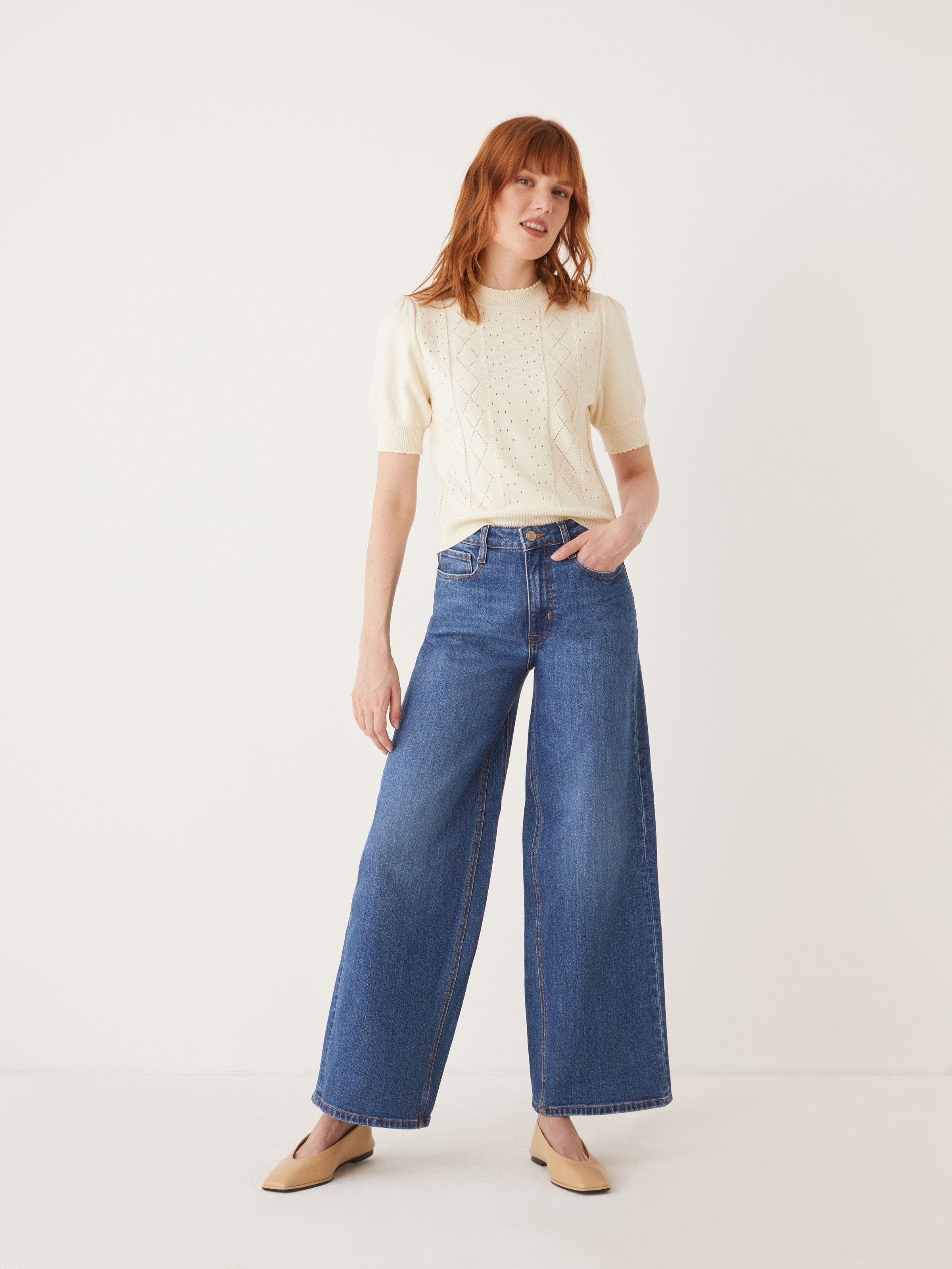 The Pointelle Sweater in White sold by Frank & Oak product image thumbnail 2