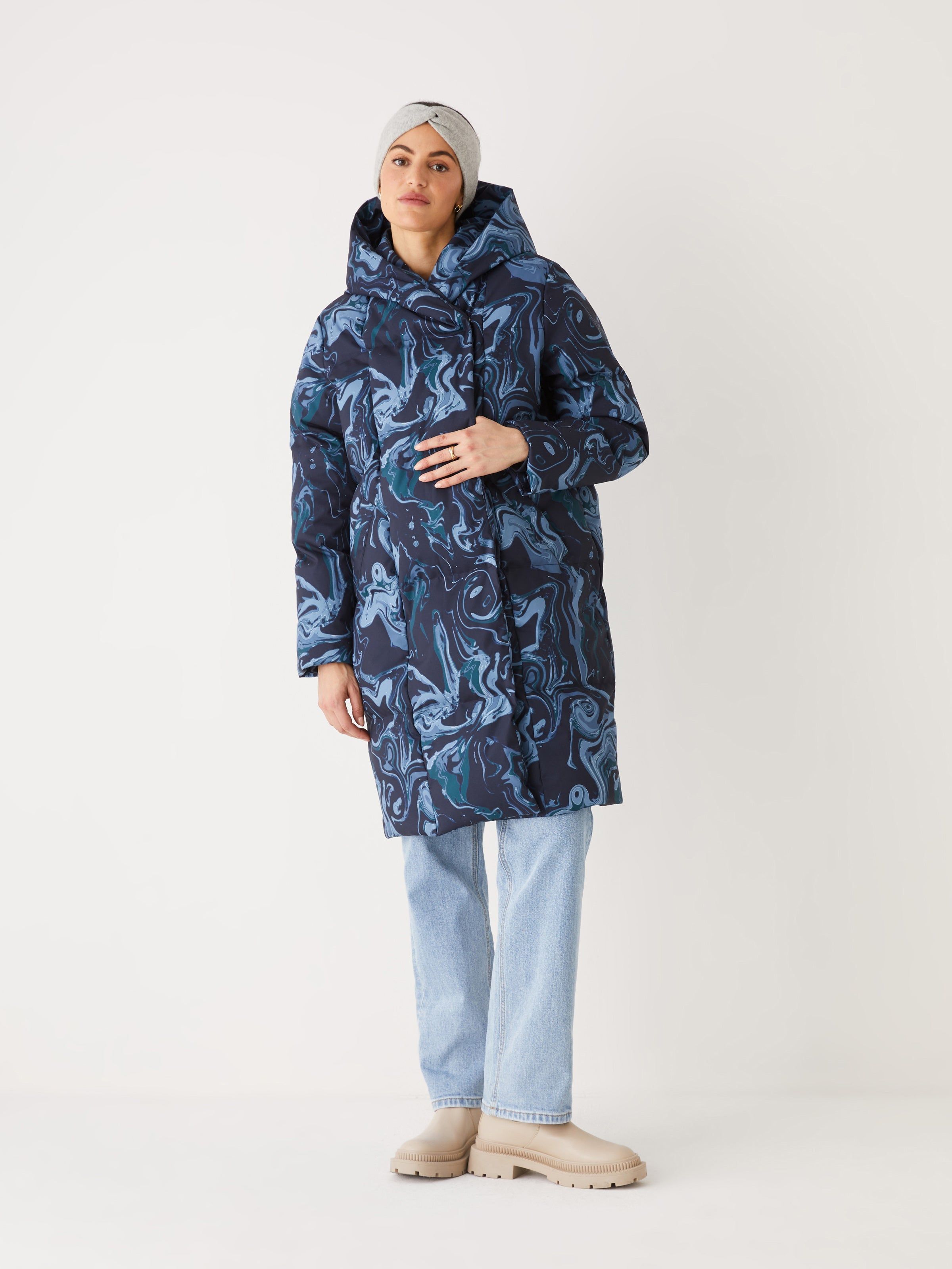The Printed Hygge Puffer Coat in Dark Blue sold by Frank & Oak product image thumbnail 3