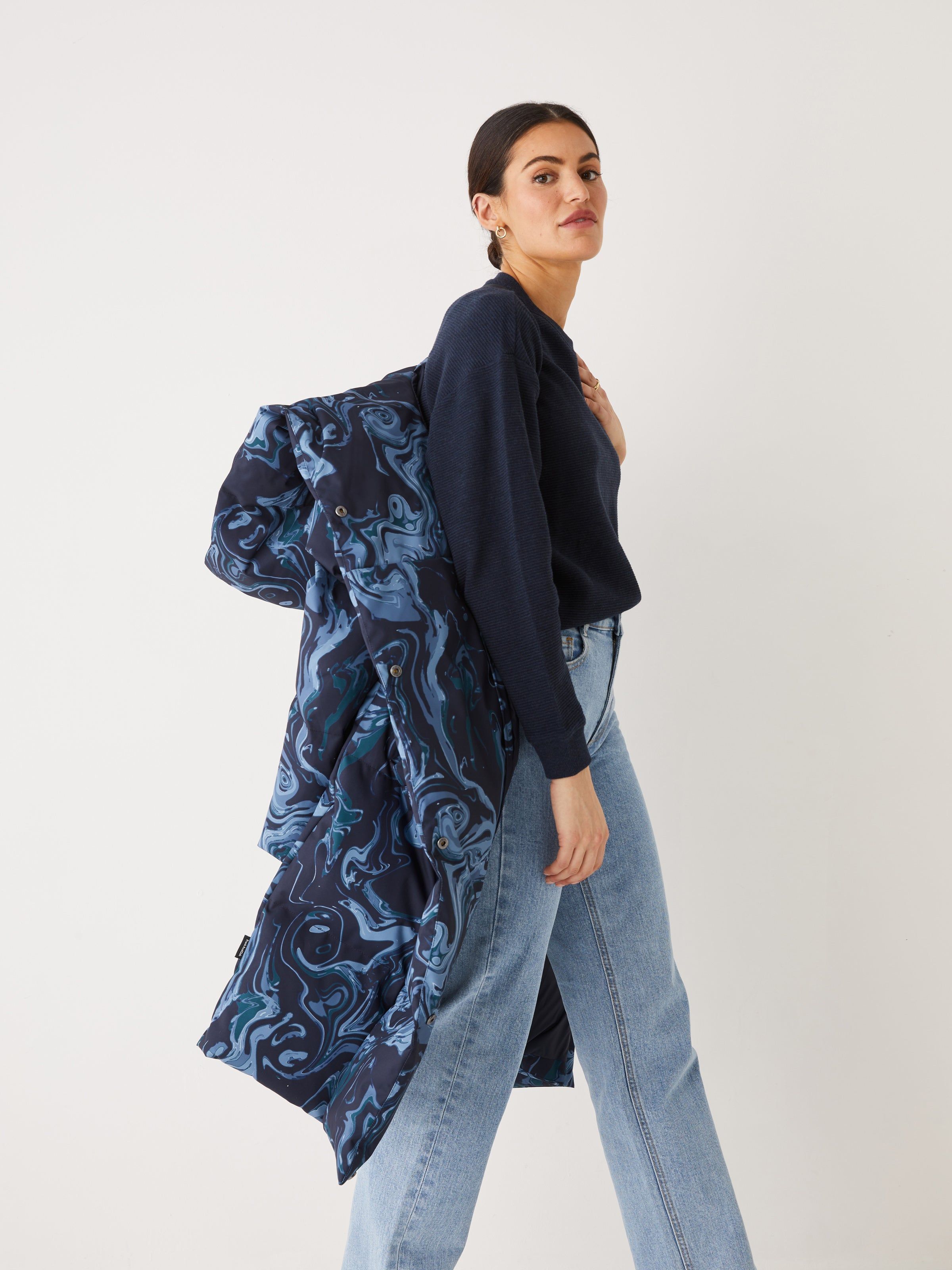The Printed Hygge Puffer Coat in Dark Blue sold by Frank & Oak product image thumbnail 5