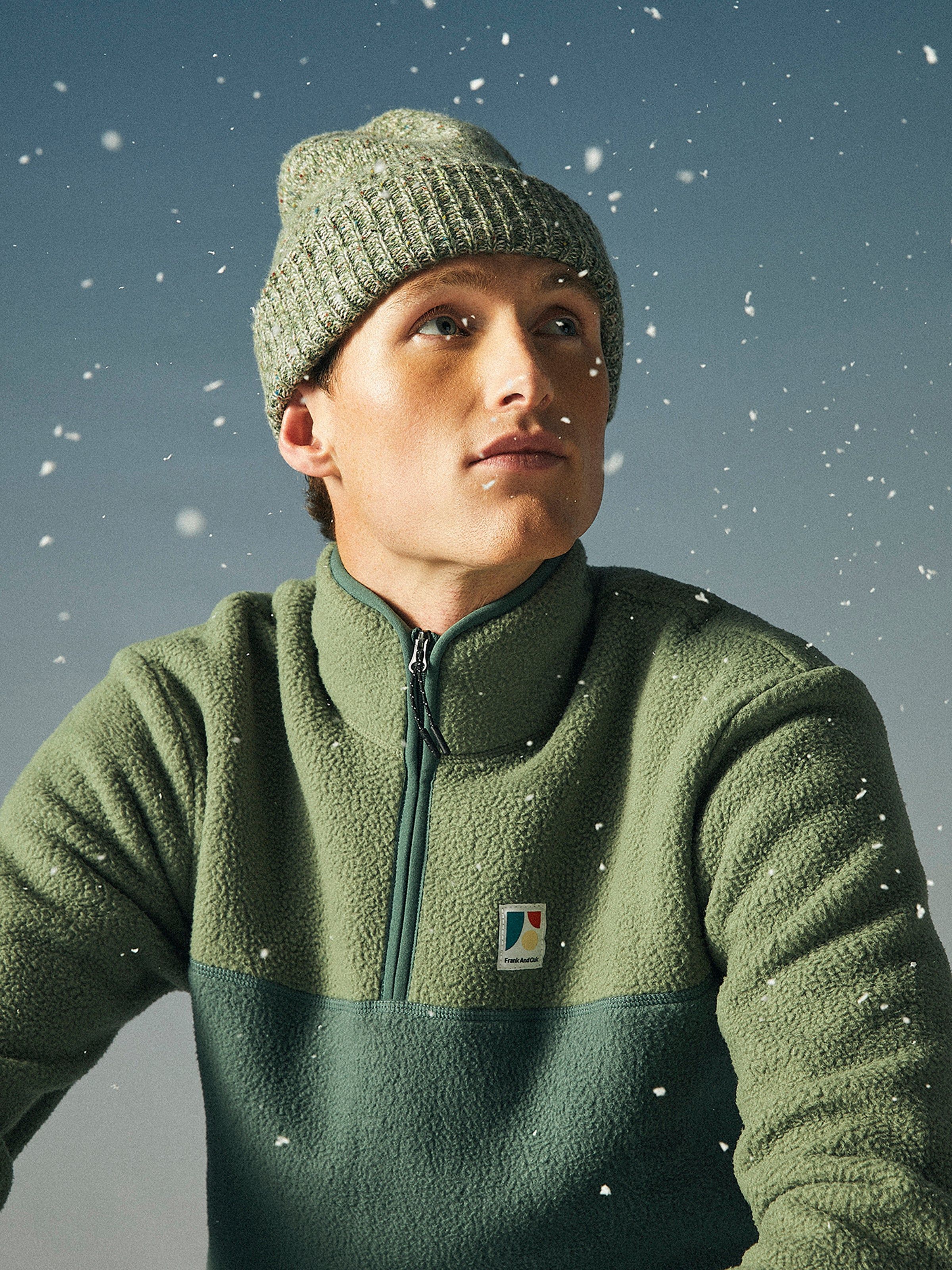 The Polar Fleece Pullover in Dark Green sold by Frank & Oak