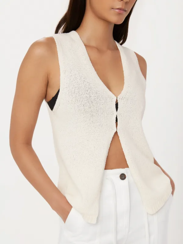 The Knit Sweater Vest in White sold by Frank & Oak