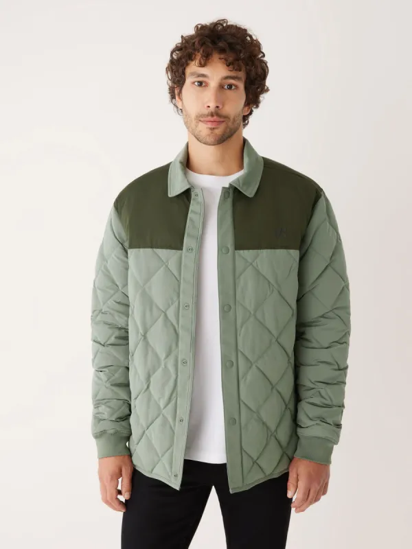 The Skyline Point Collar Jacket in Agave Green sold by Frank & Oak
