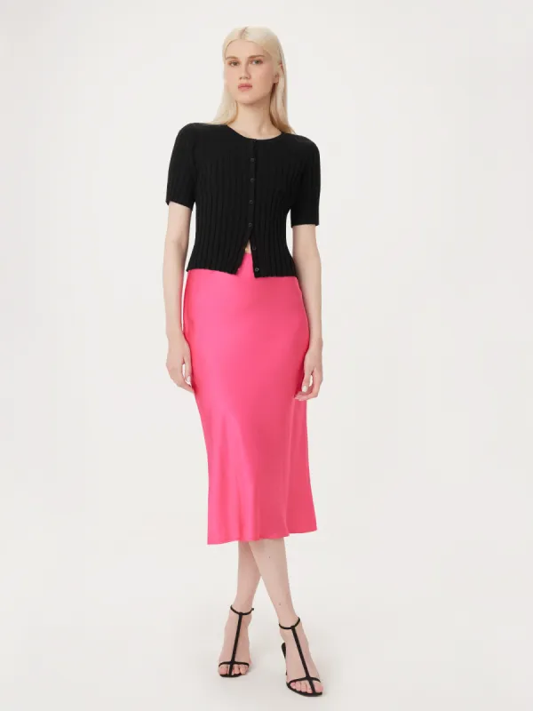 The Satin Maxi Skirt in Fuchsia sold by Frank & Oak