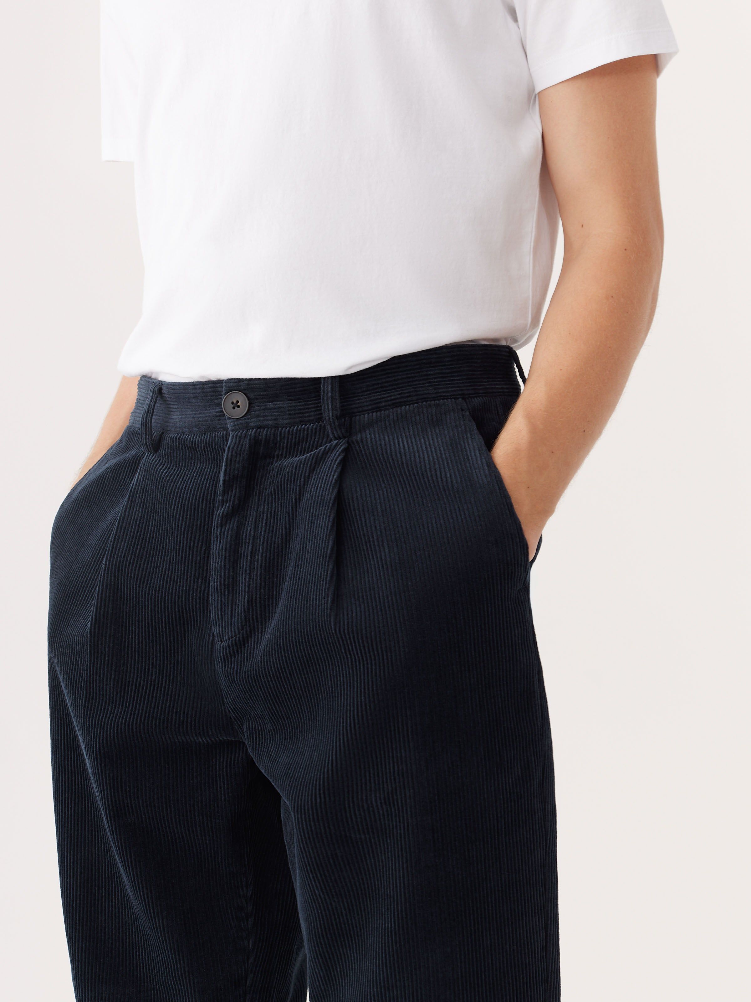 The Jamie Relaxed Tapered Fit Corduroy Pant in Deep Blue sold by Frank & Oak product image thumbnail 2