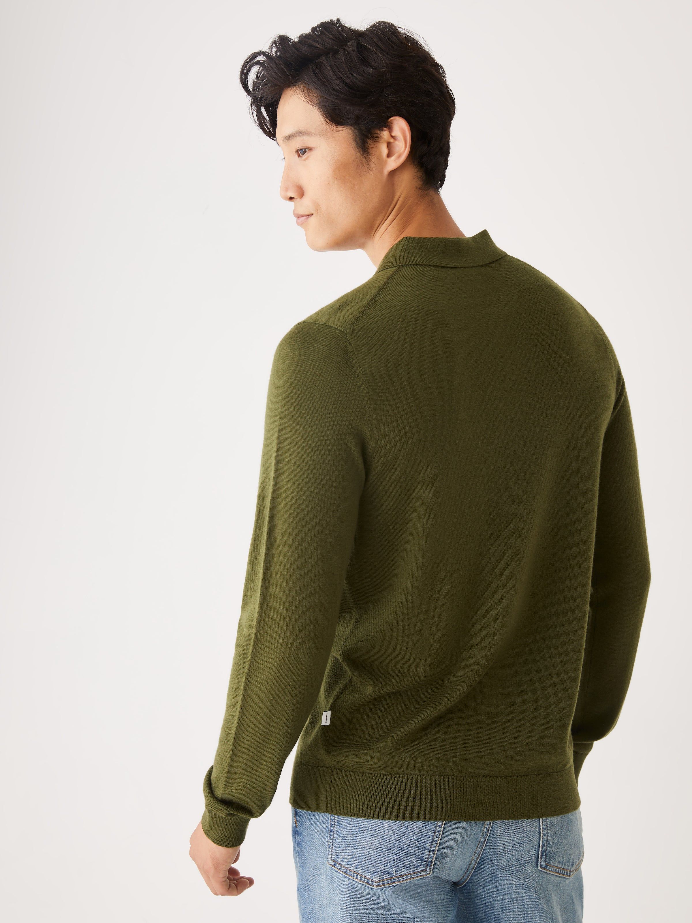 The Merino Wool Polo Sweater in Green sold by Frank & Oak product image thumbnail 2