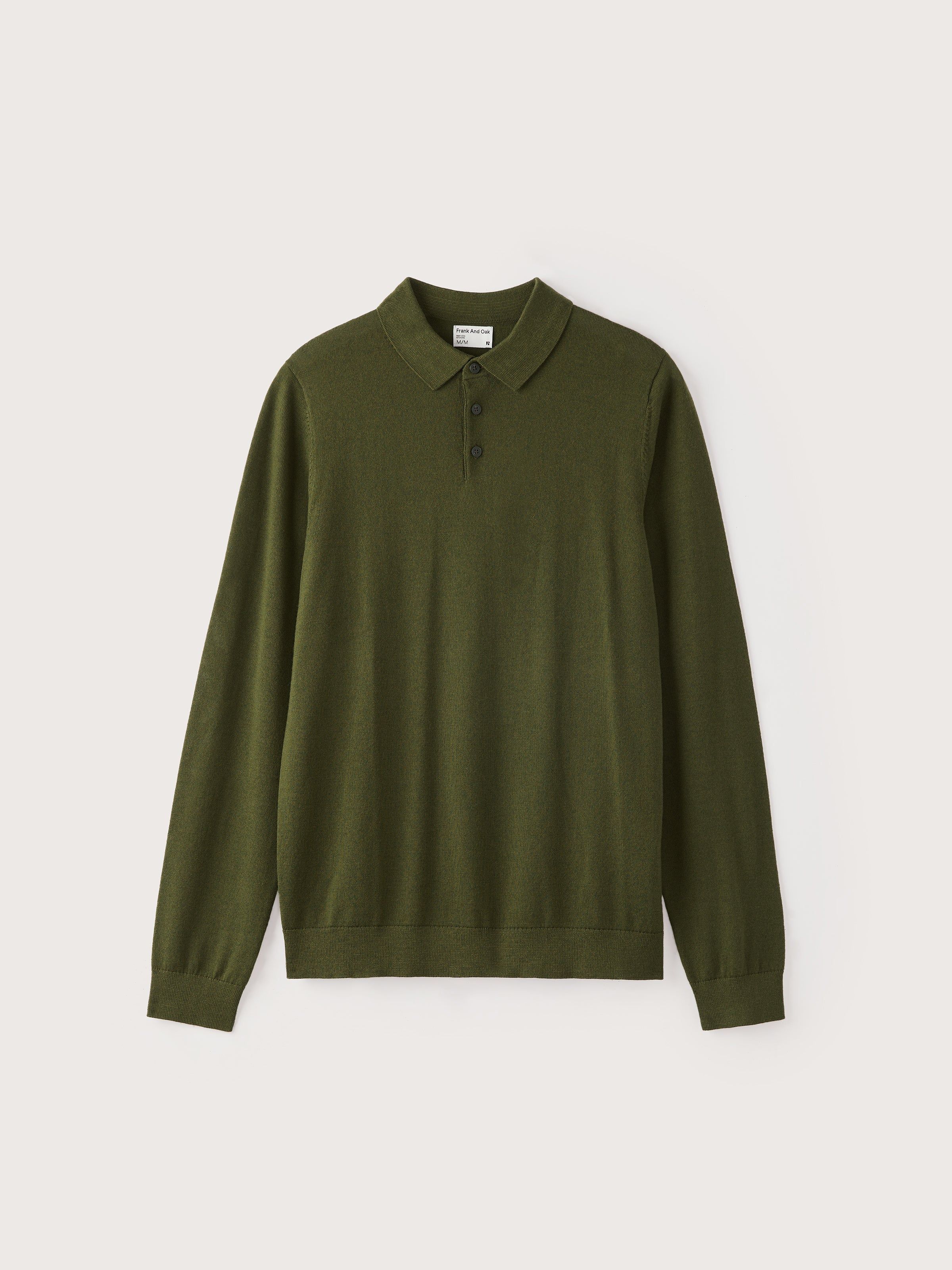 The Merino Wool Polo Sweater in Green sold by Frank & Oak product image thumbnail 5