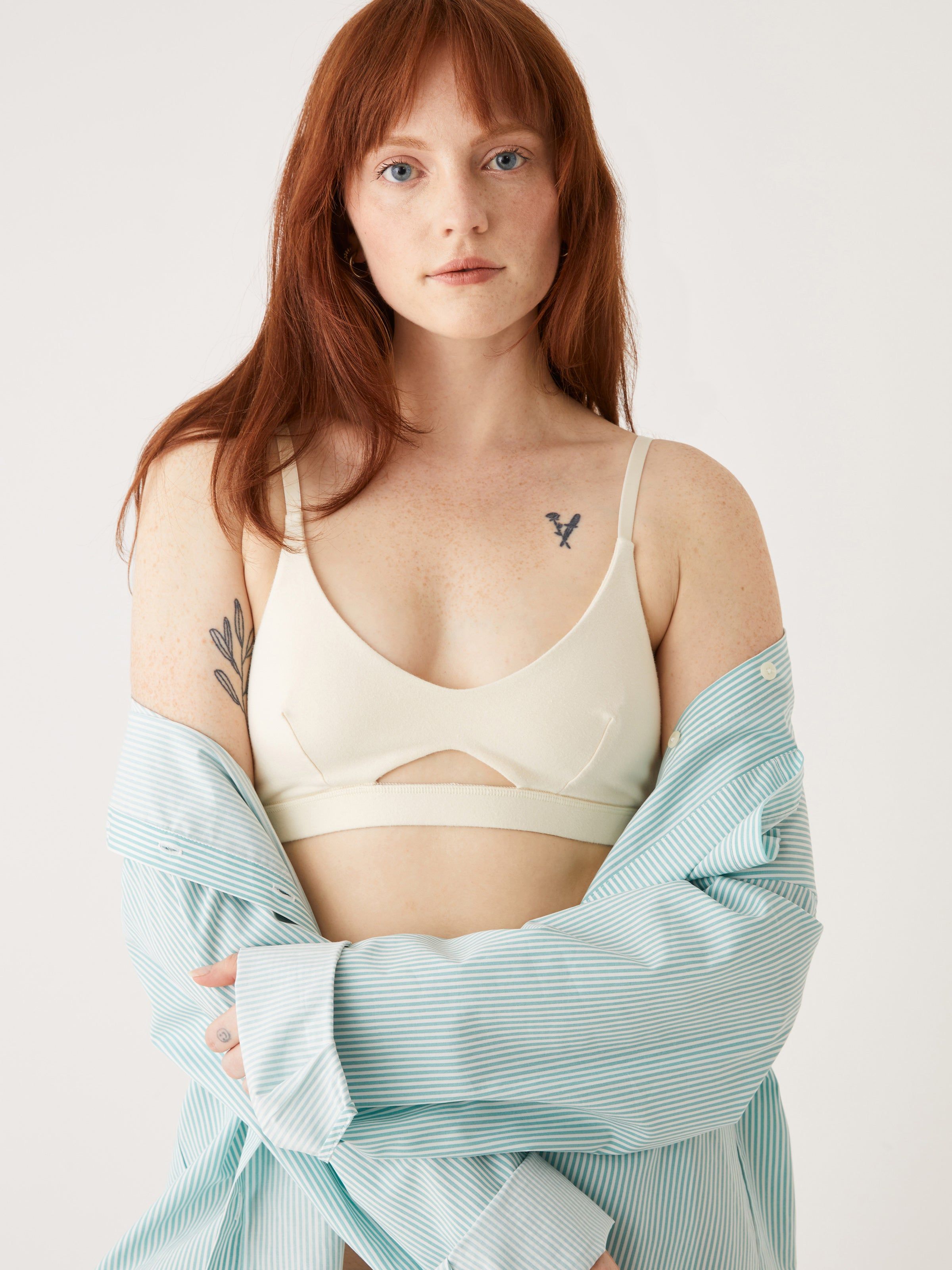 The Organic Cotton Bralette in Beige sold by Frank & Oak