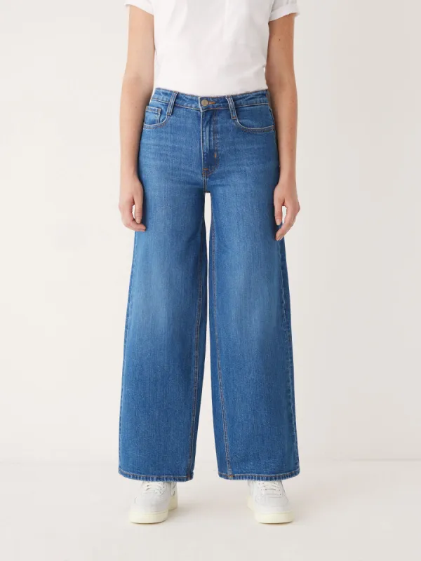 The Nina Wide Leg Fit High Rise Jean in Medium Wash sold by Frank & Oak