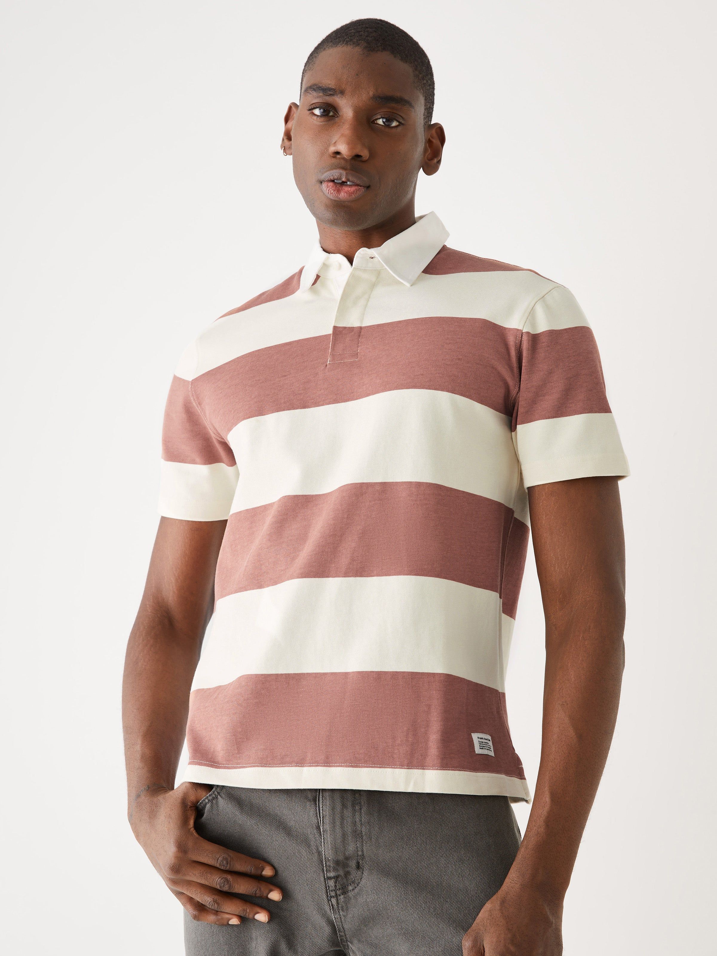 The Striped Rugby Polo Shirt in Cognac sold by Frank & Oak product image thumbnail 4
