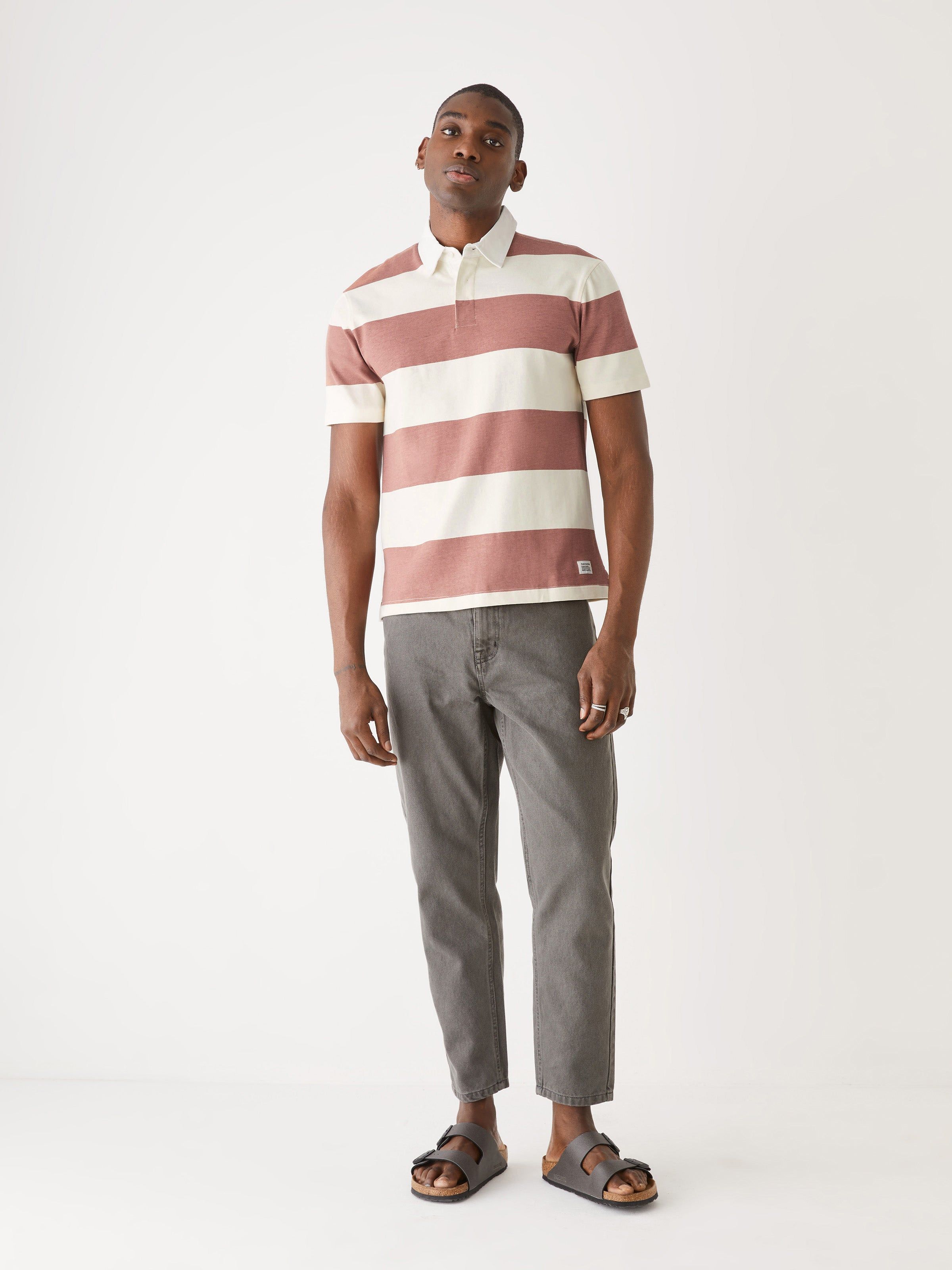 The Striped Rugby Polo Shirt in Cognac sold by Frank & Oak product image thumbnail 2