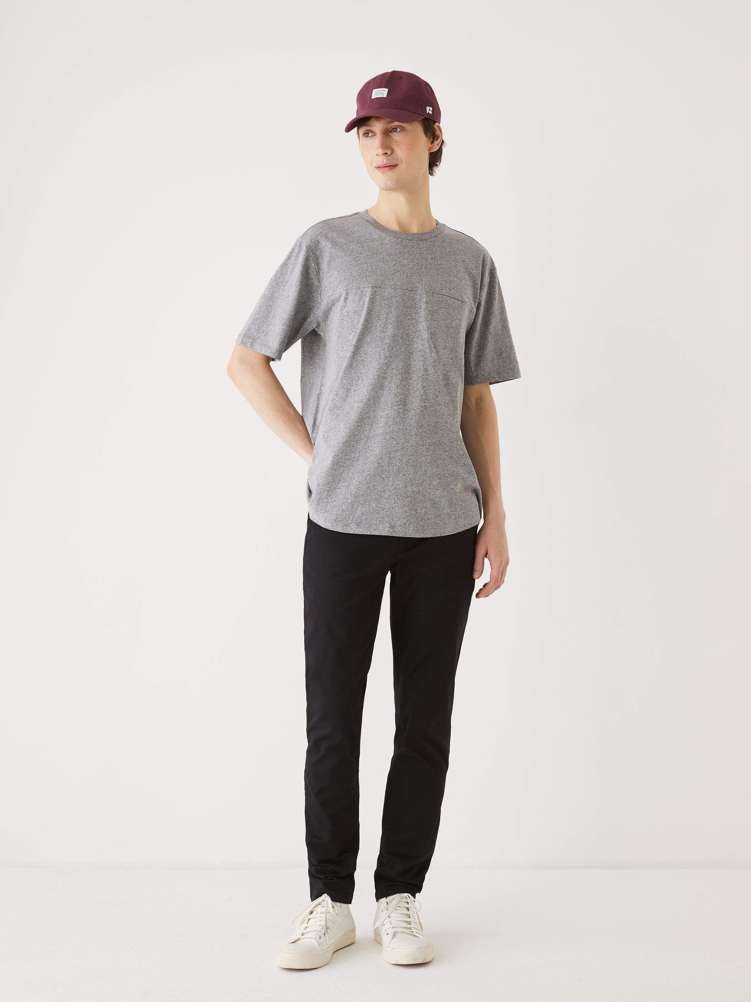 The Relaxed Fit Arc Hem T-Shirt in Concrete Grey sold by Frank & Oak