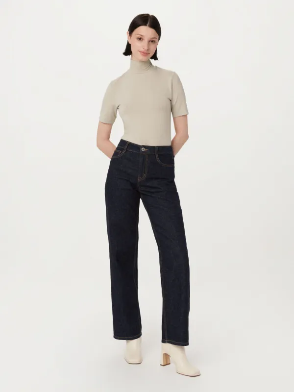 The Short Sleeve Mockneck in Light Beige sold by Frank & Oak