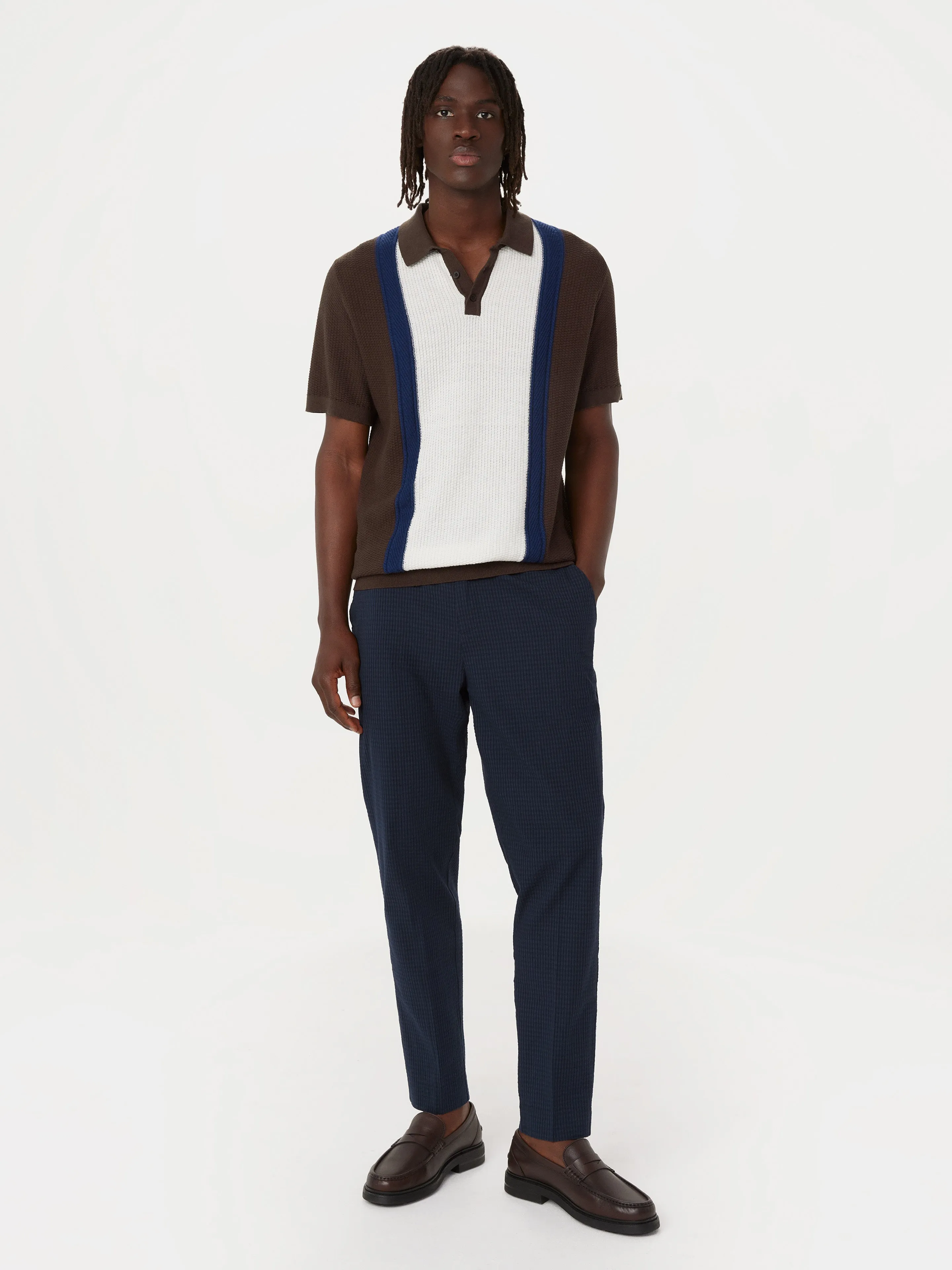 The Mixed-Stitch Polo in Chocolate Brown sold by Frank & Oak product image thumbnail 3