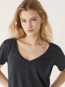 The V-Neck Relaxed T-Shirt in Black sold by Frank & Oak
