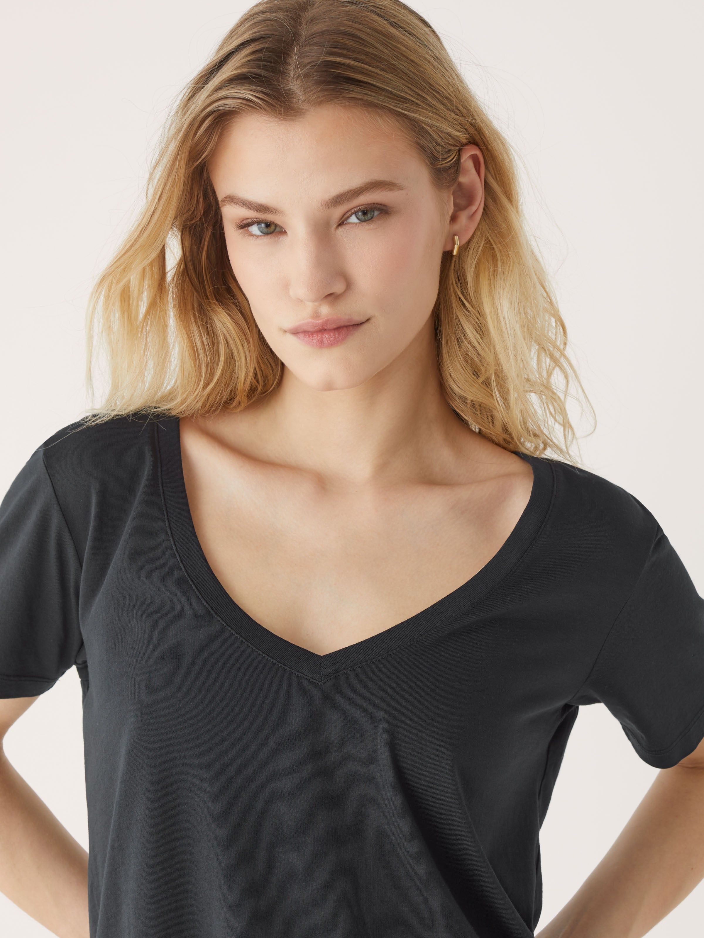 The V-Neck Relaxed T-Shirt in Black sold by Frank & Oak product image thumbnail 3