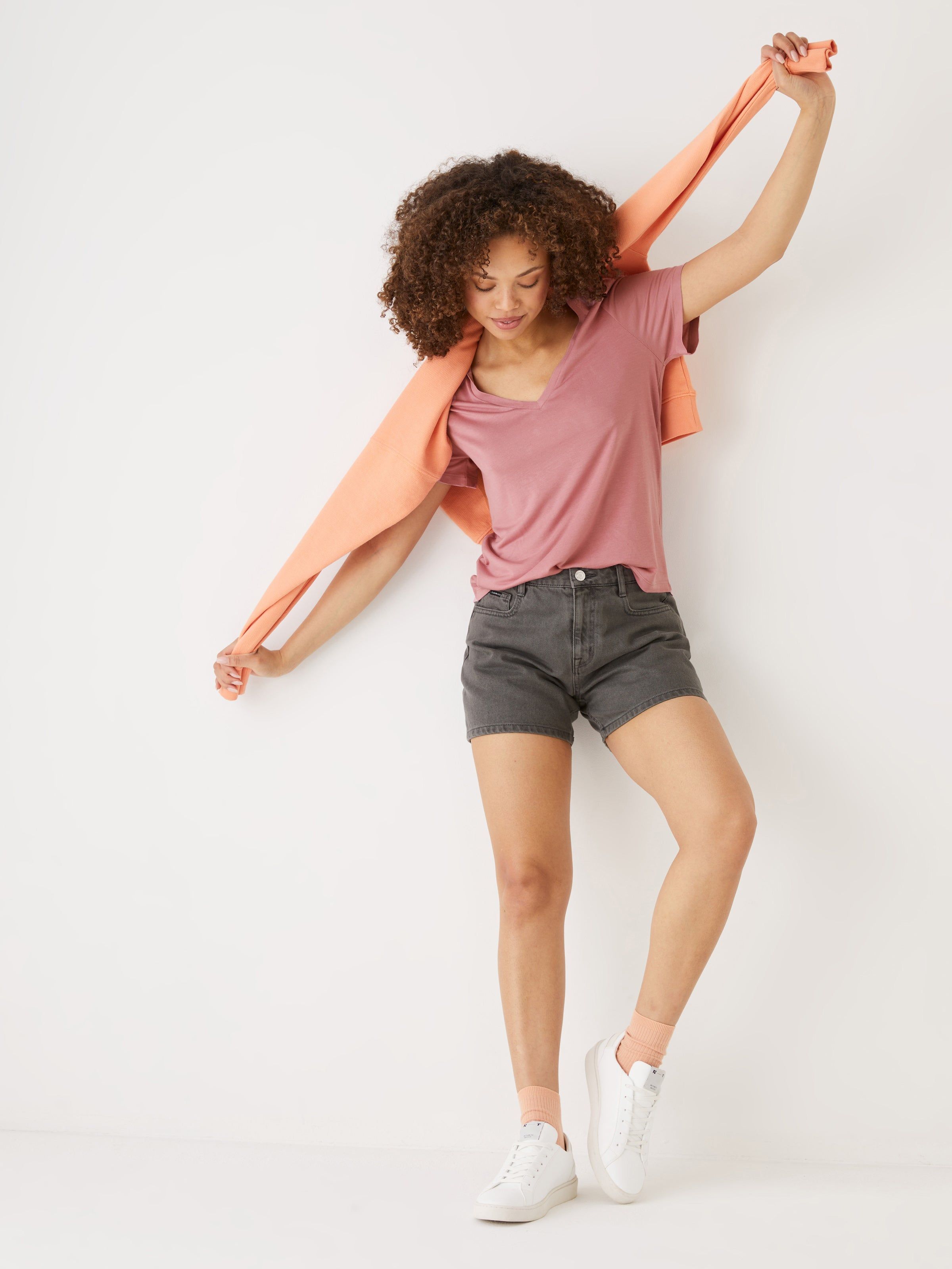 The SuperSoft V-Neck T-Shirt in Pink sold by Frank & Oak product image thumbnail 4