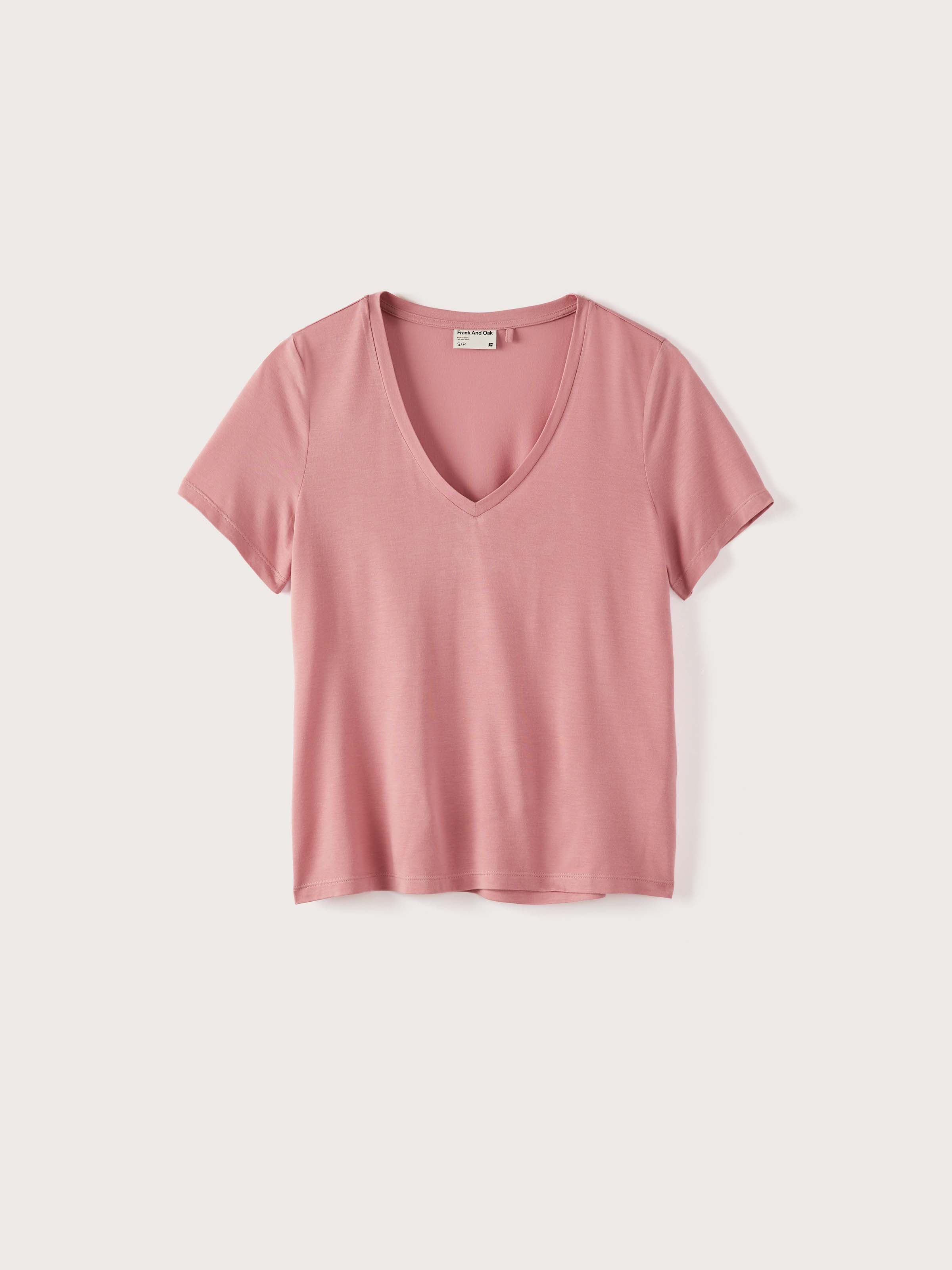 The SuperSoft V-Neck T-Shirt in Pink sold by Frank & Oak product image thumbnail 6