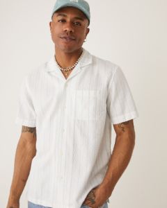 The Striped Resort Shirt in Bright White sold by Frank & Oak