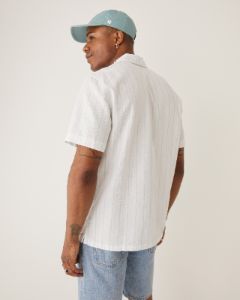 The Striped Resort Shirt in Bright White sold by Frank & Oak