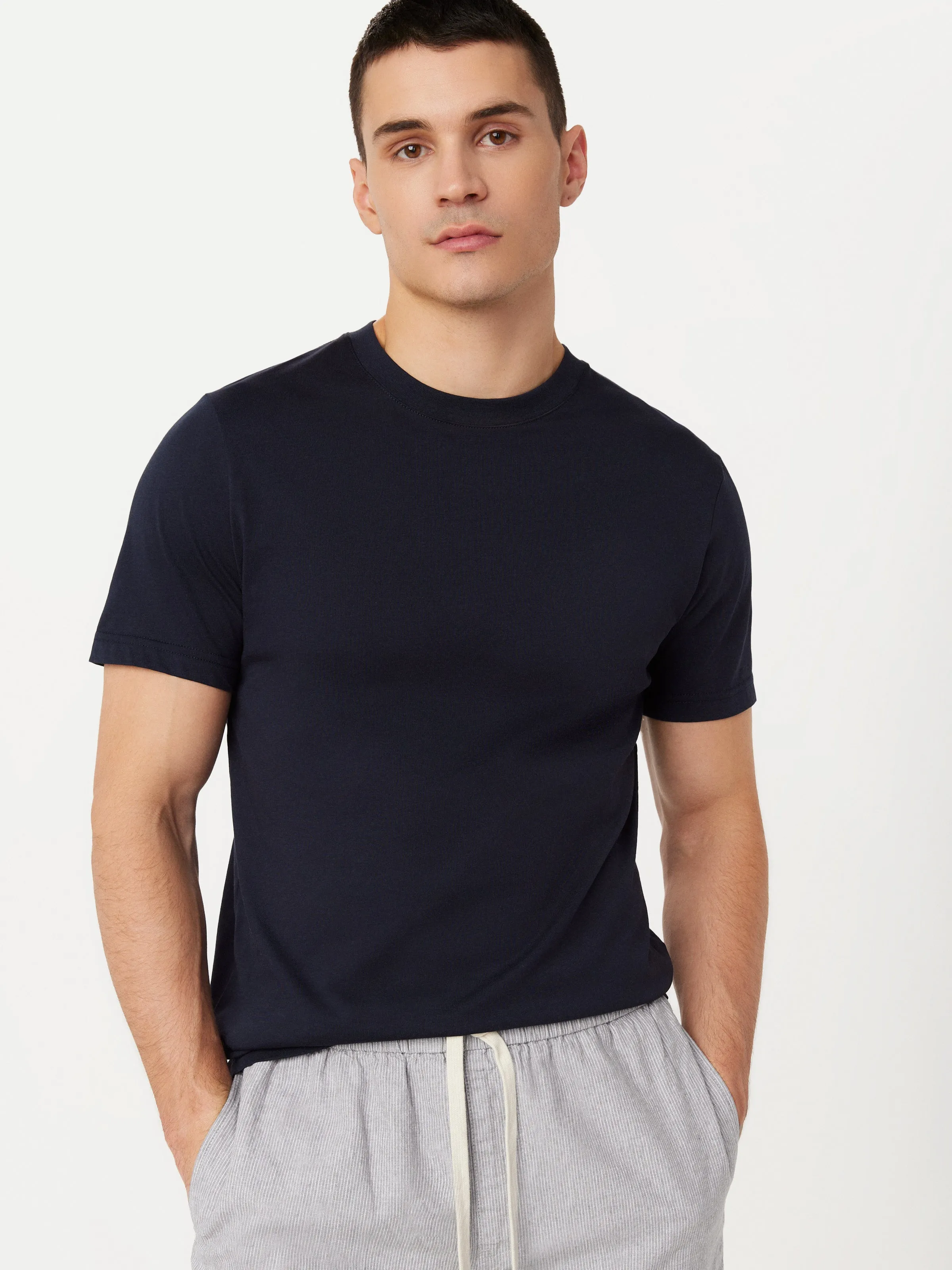 The Essential Slim T-Shirt in Deep Blue sold by Frank & Oak