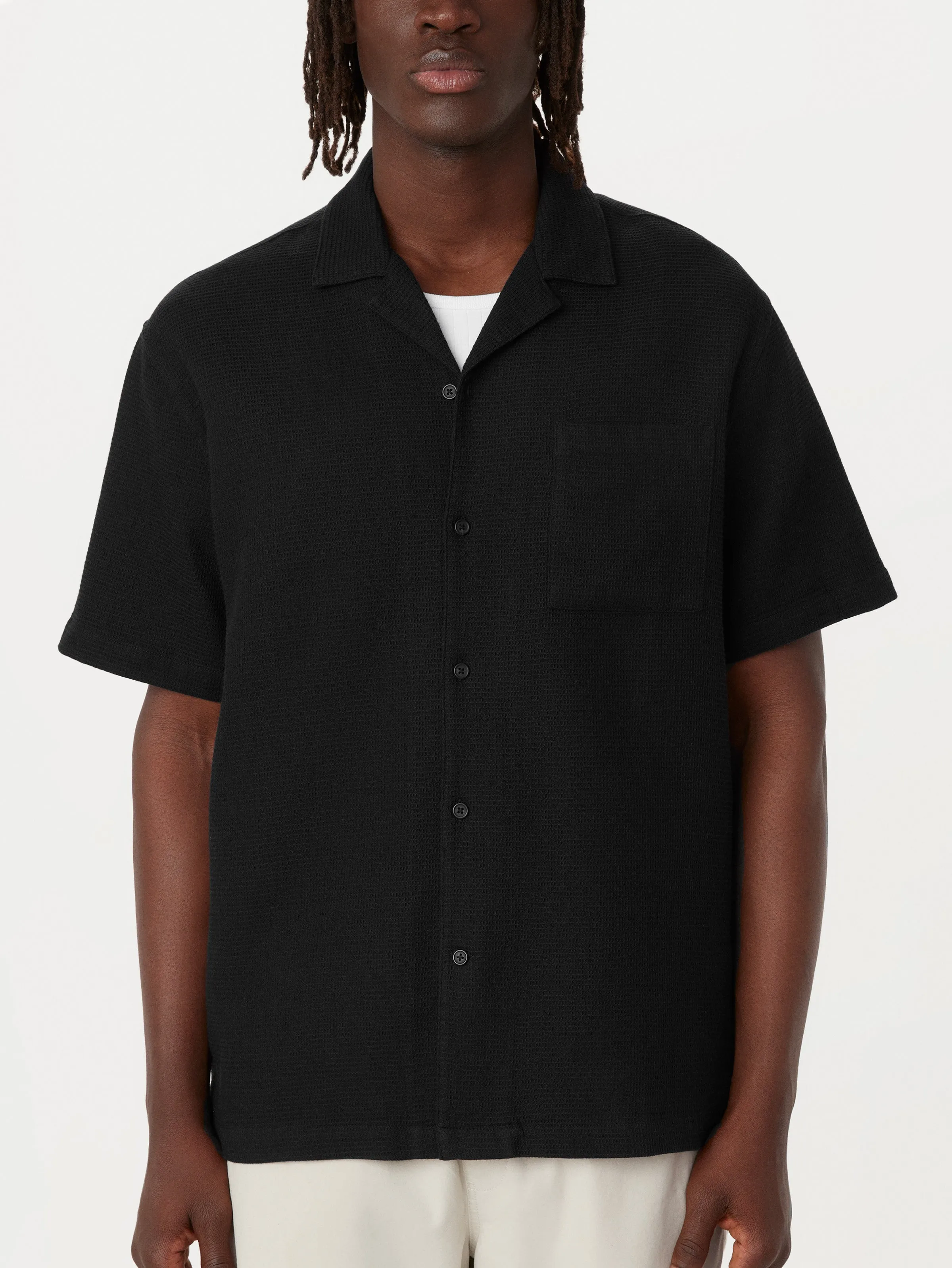 The Waffle Camp Collar Shirt in Black sold by Frank & Oak product image thumbnail 3