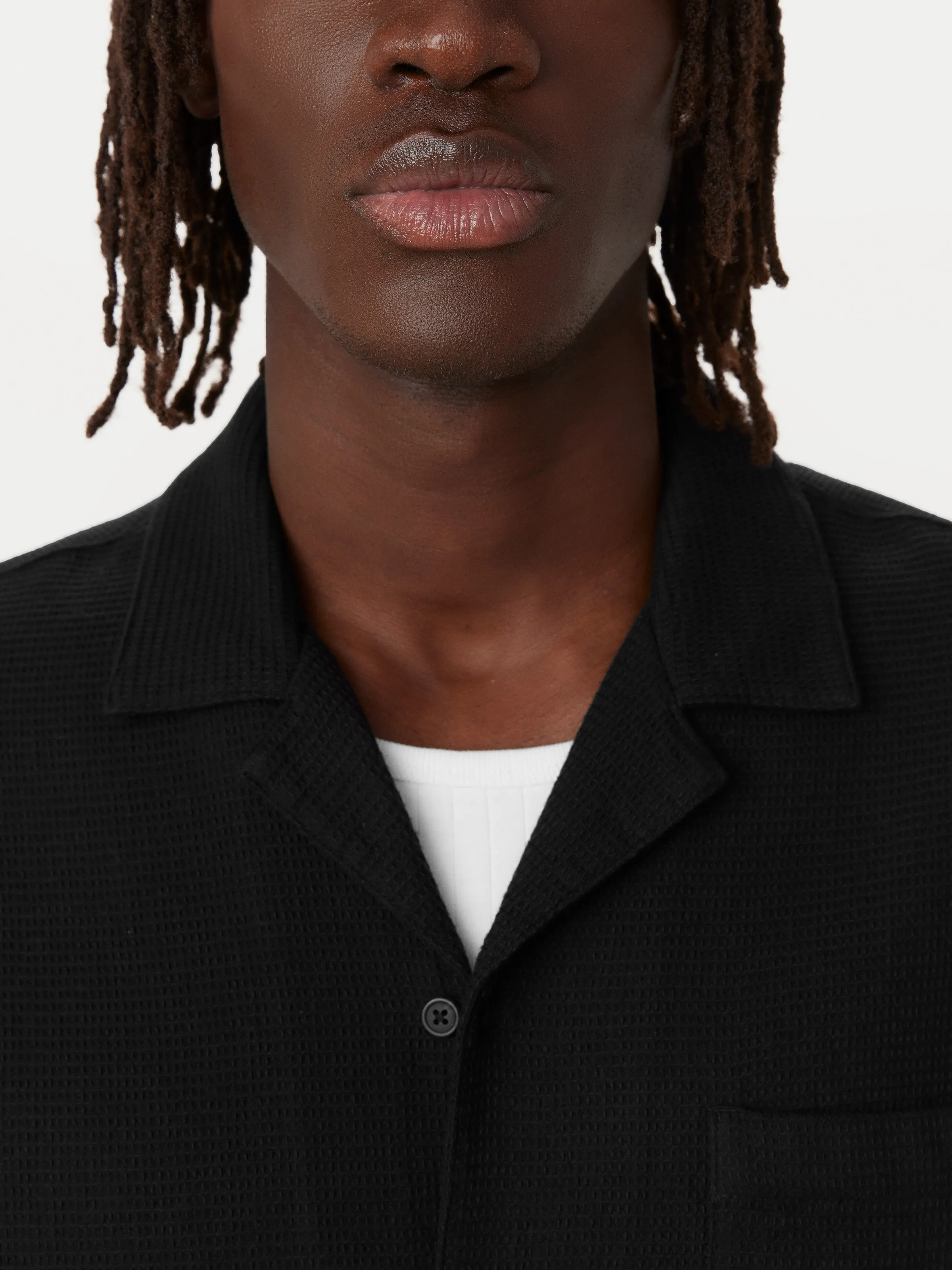 The Waffle Camp Collar Shirt in Black sold by Frank & Oak product image thumbnail 2