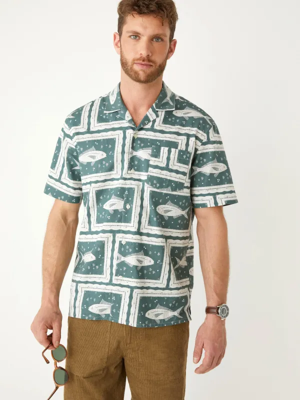 The Camp Collar Fisherman Shirt in Atlantic Green sold by Frank & Oak