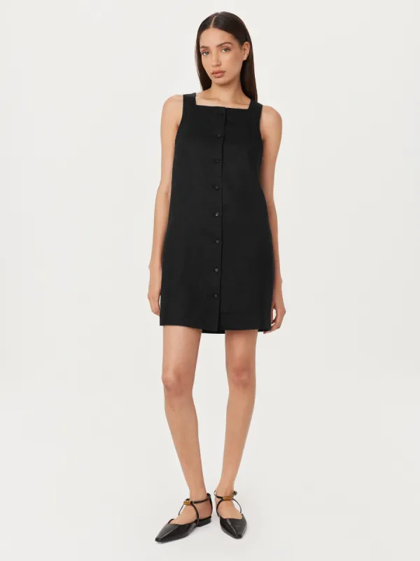 The Pinafore Linen Dress in Black sold by Frank & Oak