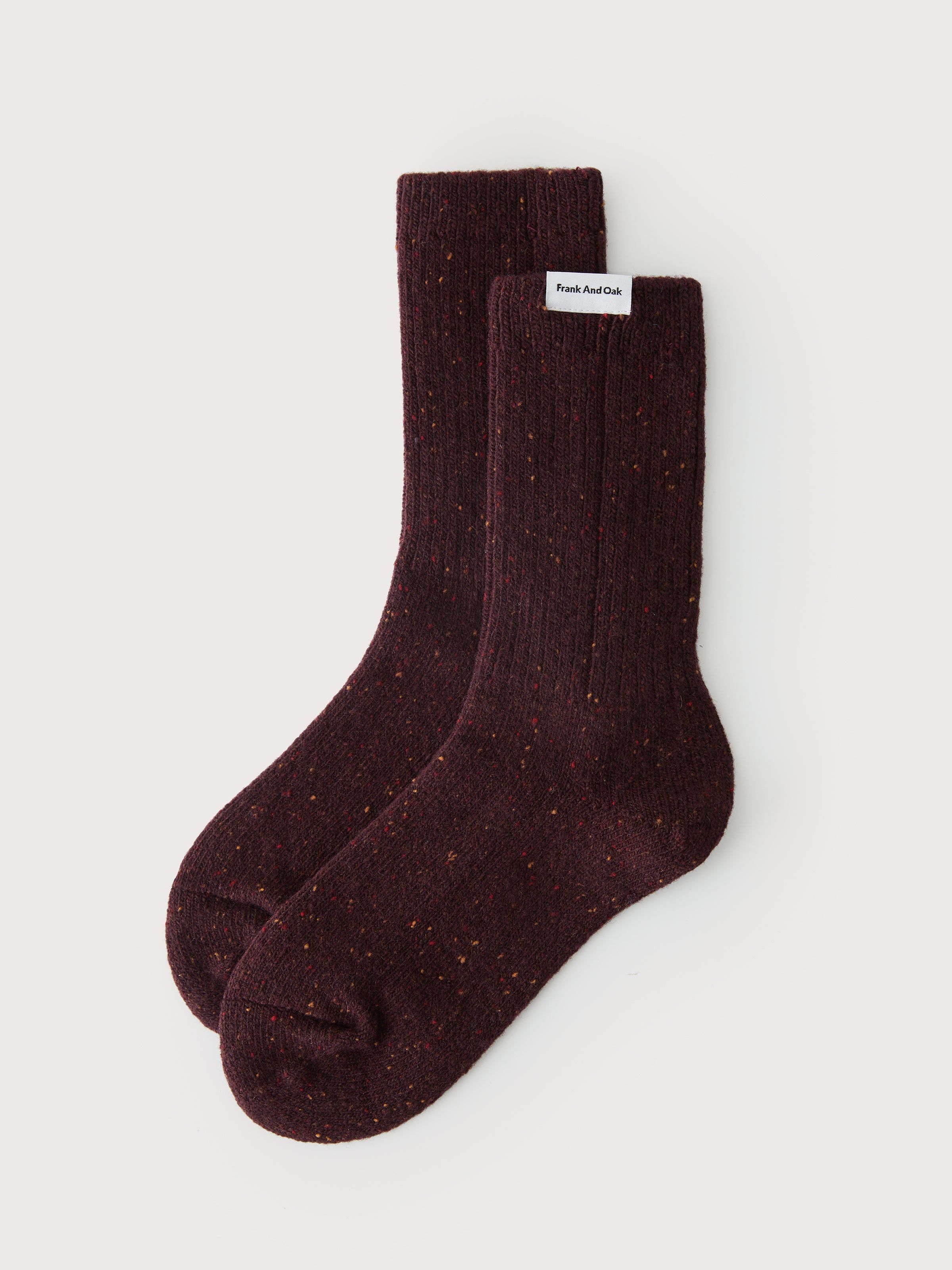The Chunky Donegal Winter Socks in Auburn sold by Frank & Oak