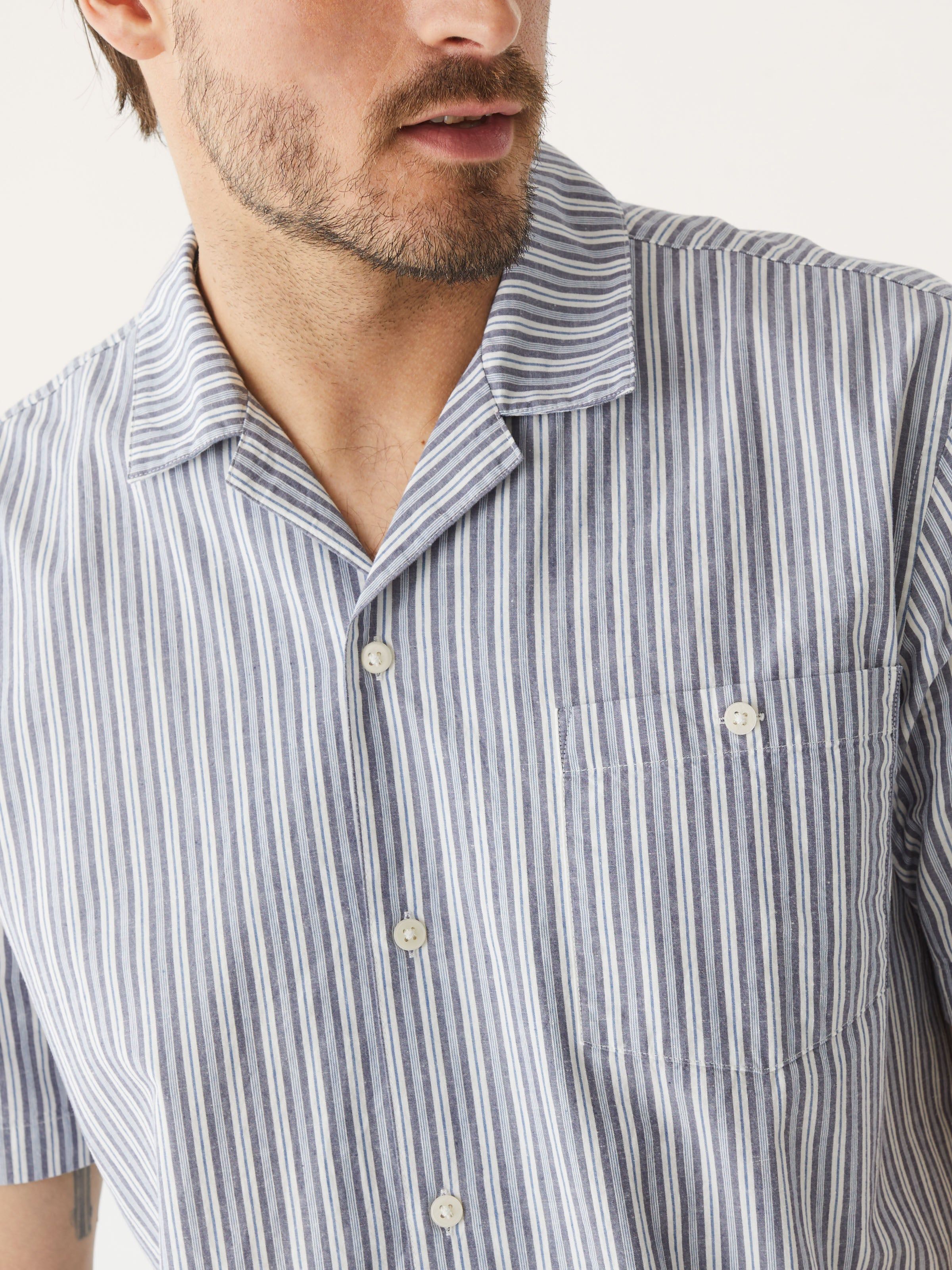 The Poplin Camp Collar in Nightshadow Blue sold by Frank & Oak