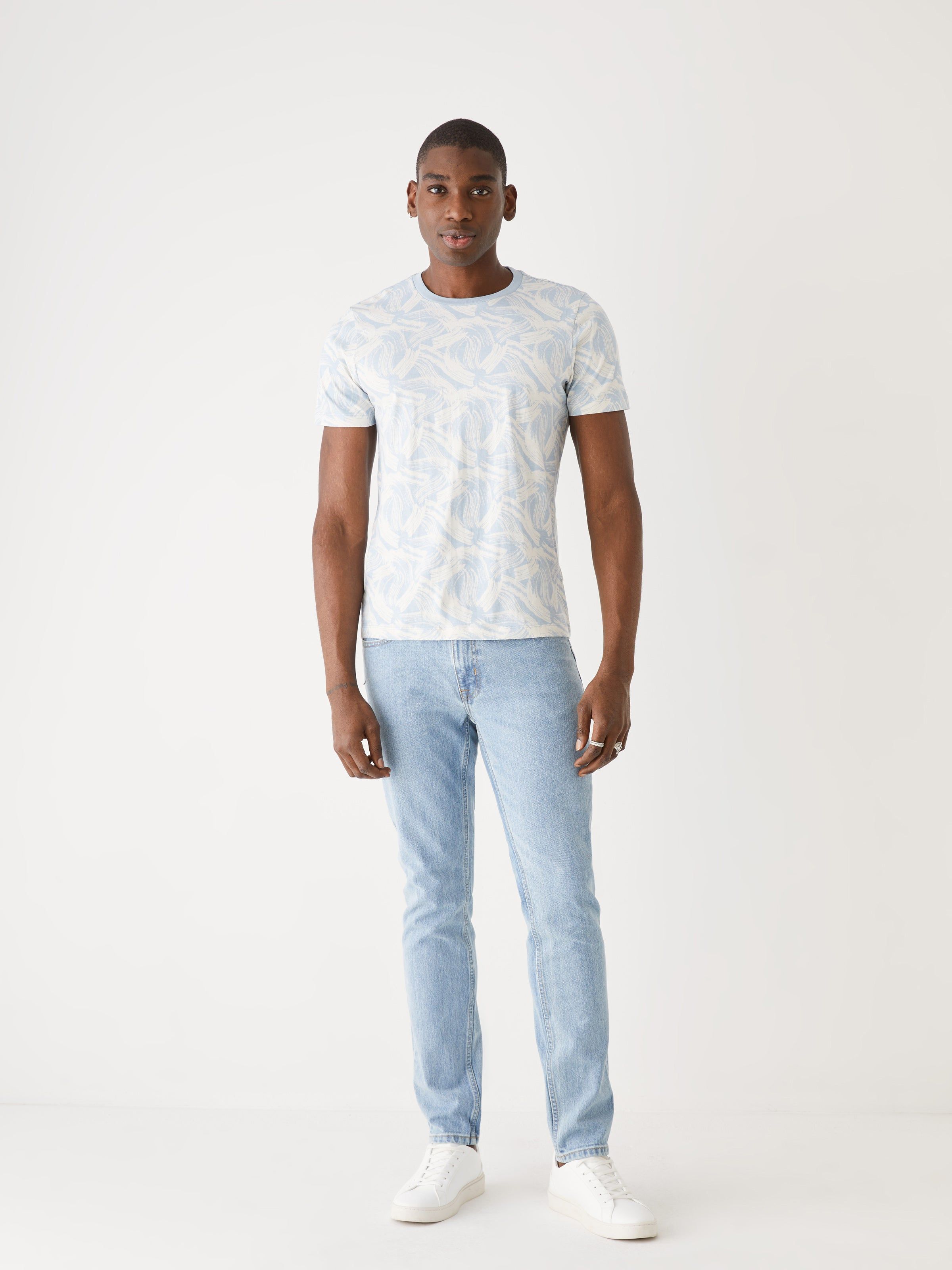 The Slim Fit Printed T-Shirt in Blue sold by Frank & Oak