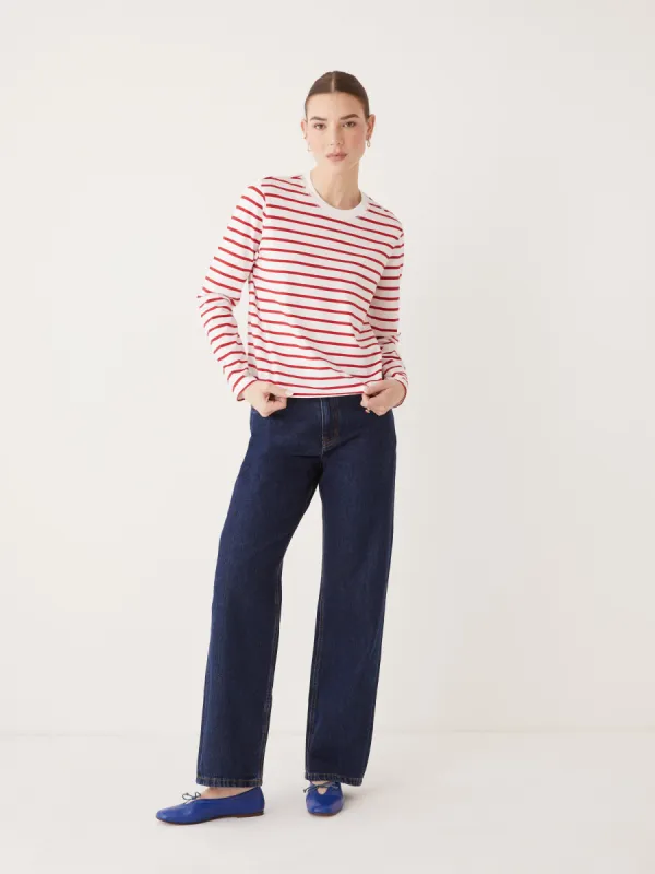 The Striped Long Sleeve T-Shirt in Red sold by Frank & Oak