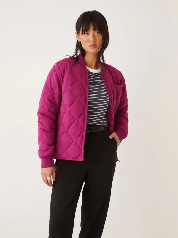 The Skyline Reversible Bomber in Dark Pink sold by Frank & Oak