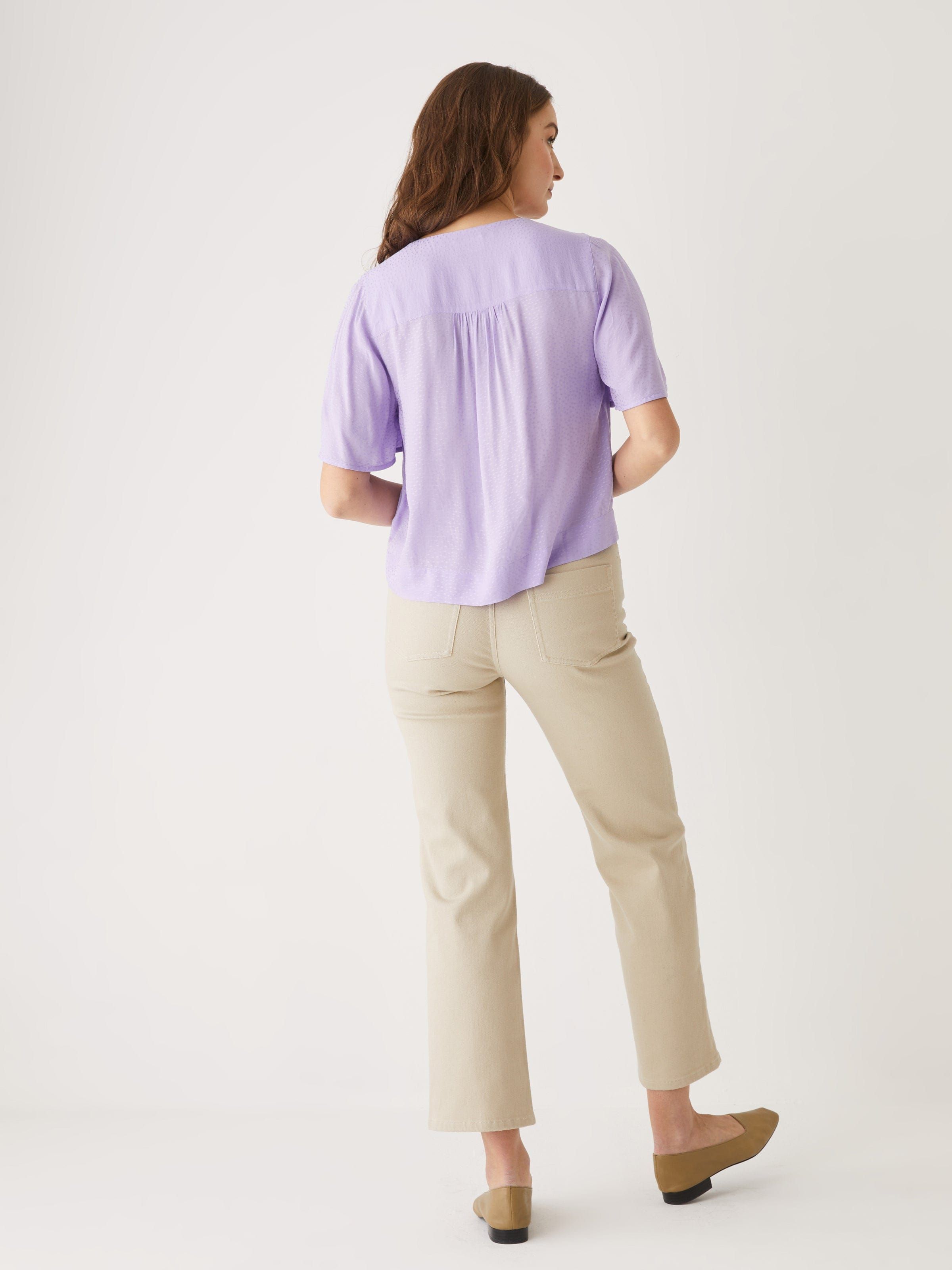 Ruched Flutter Sleeve Blouse in Purple sold by Frank & Oak product image thumbnail 5