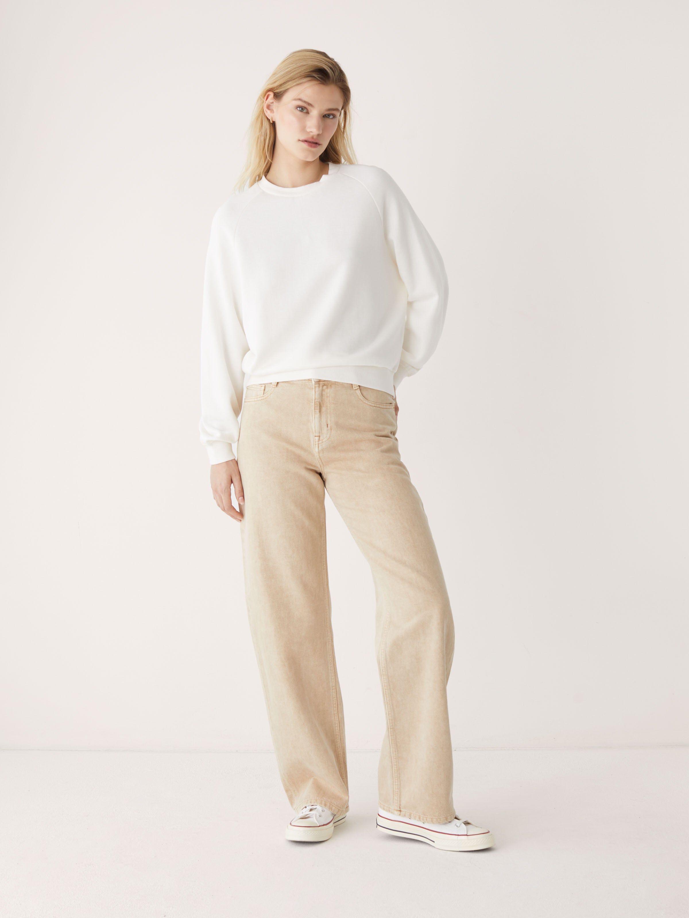 The French Terry Crewneck in Cream sold by Frank & Oak