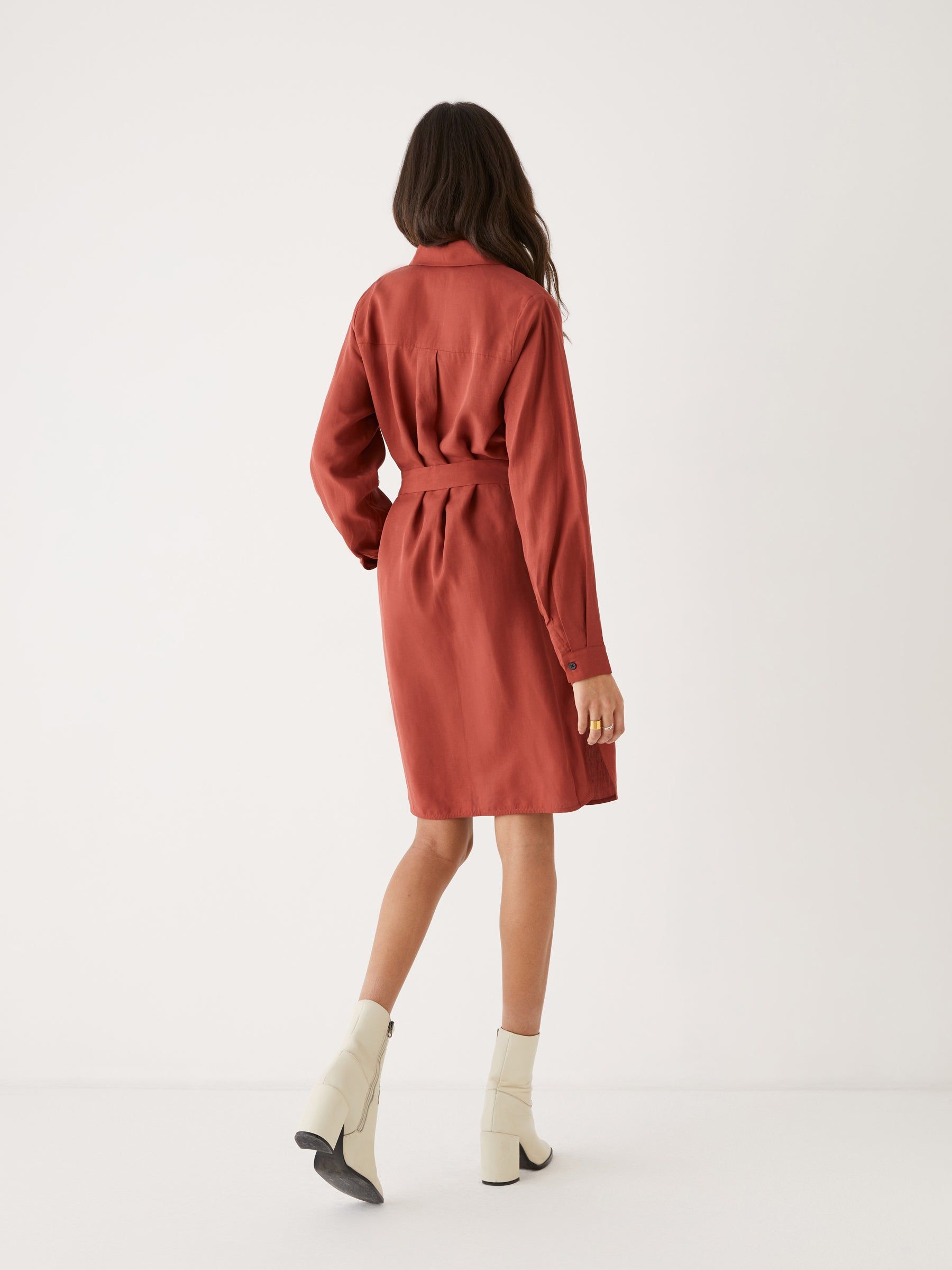The Belted Shirt Dress in Deep Red sold by Frank & Oak product image thumbnail 3