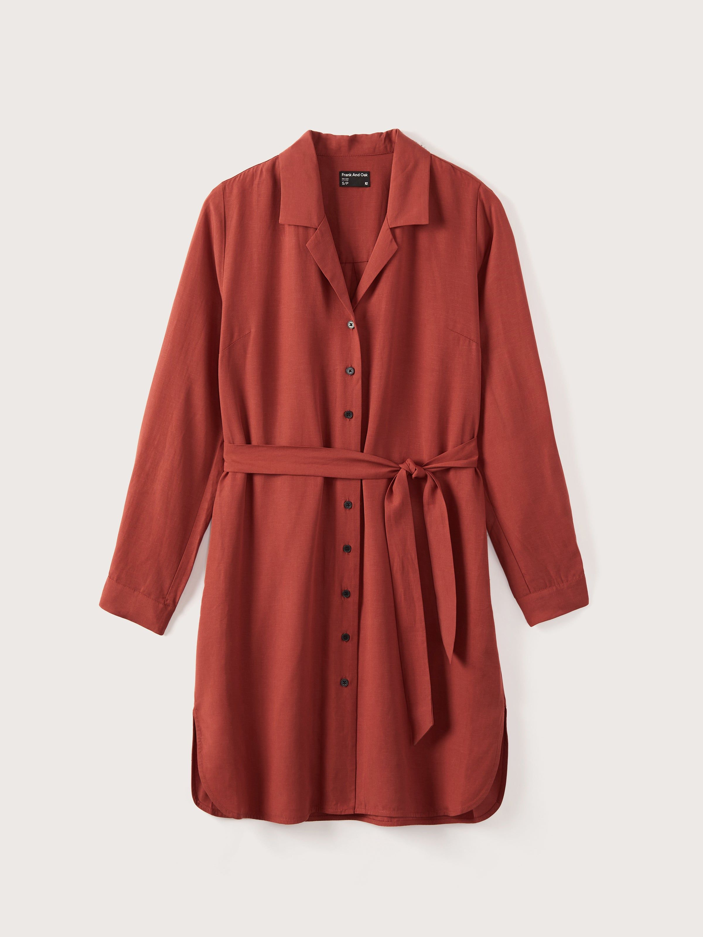 The Belted Shirt Dress in Deep Red sold by Frank & Oak product image thumbnail 6