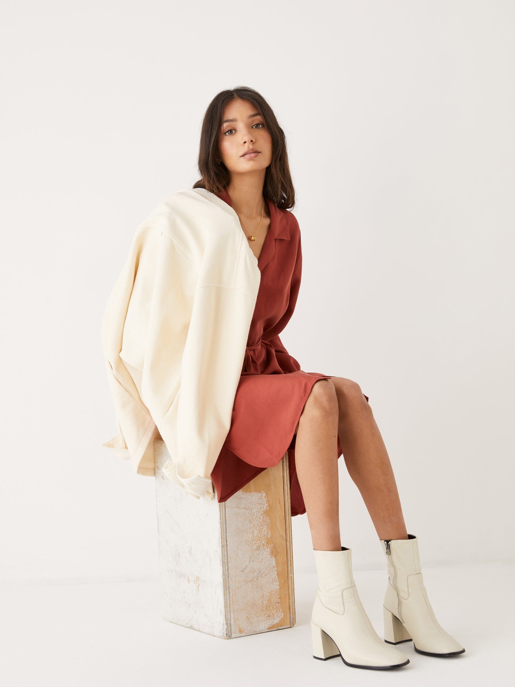 The Belted Shirt Dress in Deep Red sold by Frank & Oak product image thumbnail 5