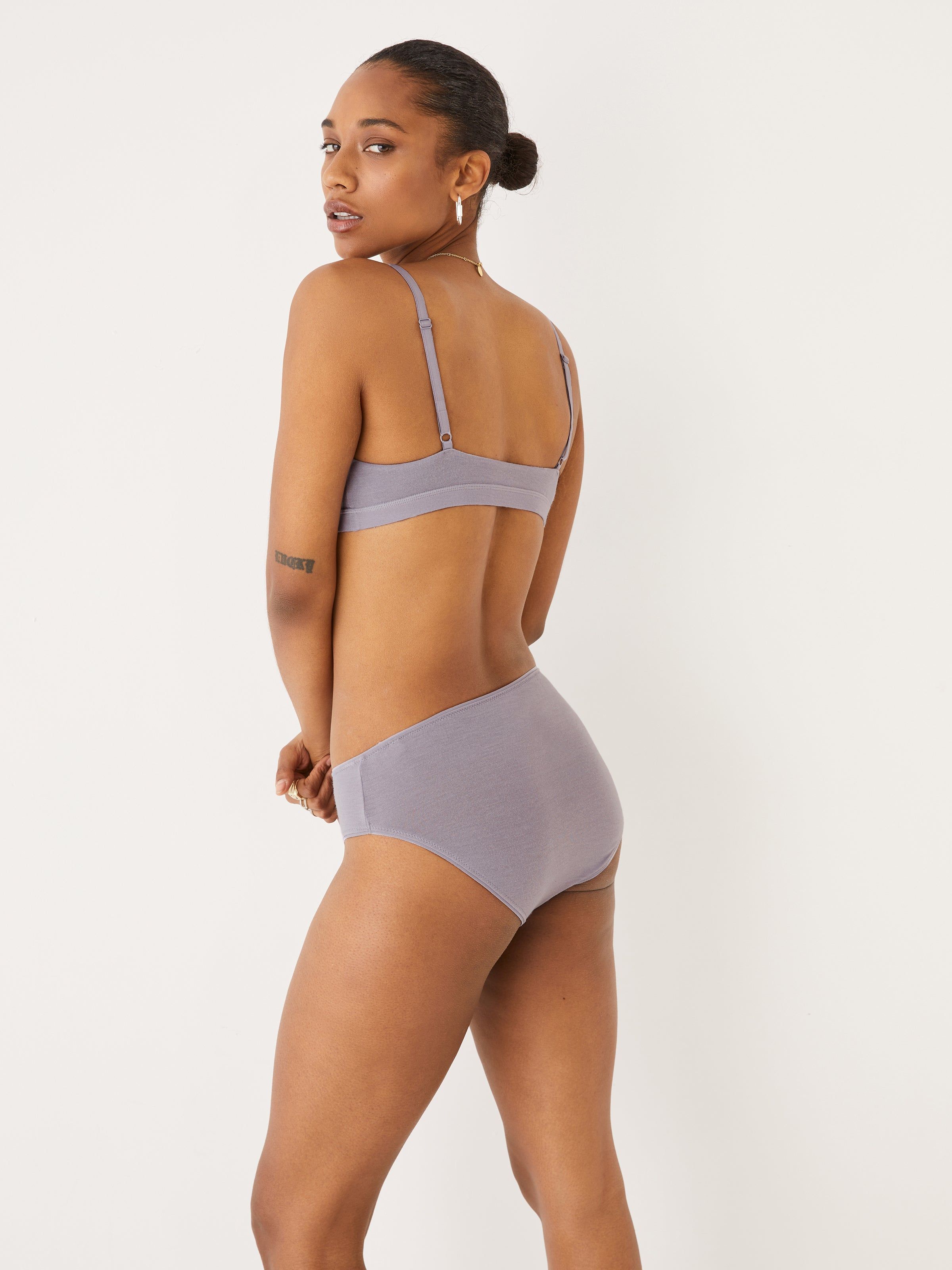 The TENCEL™ Modal Bikini Panty in Grey sold by Frank & Oak